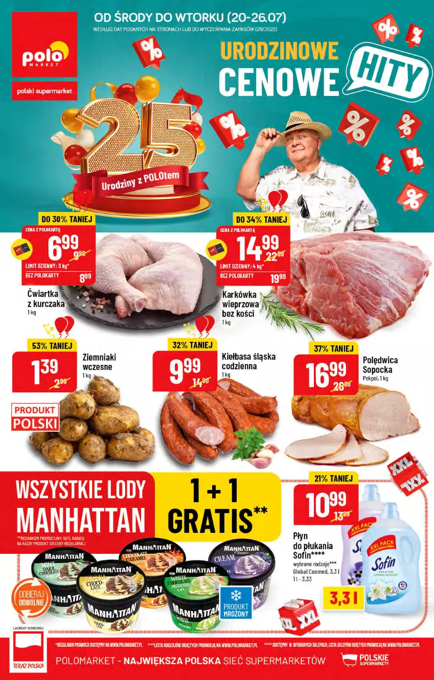 Gazetka promocyjna PoloMarket - Gazetka pomocyjna - ważna 20.07 do 26.07.2022 - strona 1 - produkty: Gra, Kiełbasa, Kiełbasa śląska, Kurczak, Pekpol, Polędwica, Ziemniaki