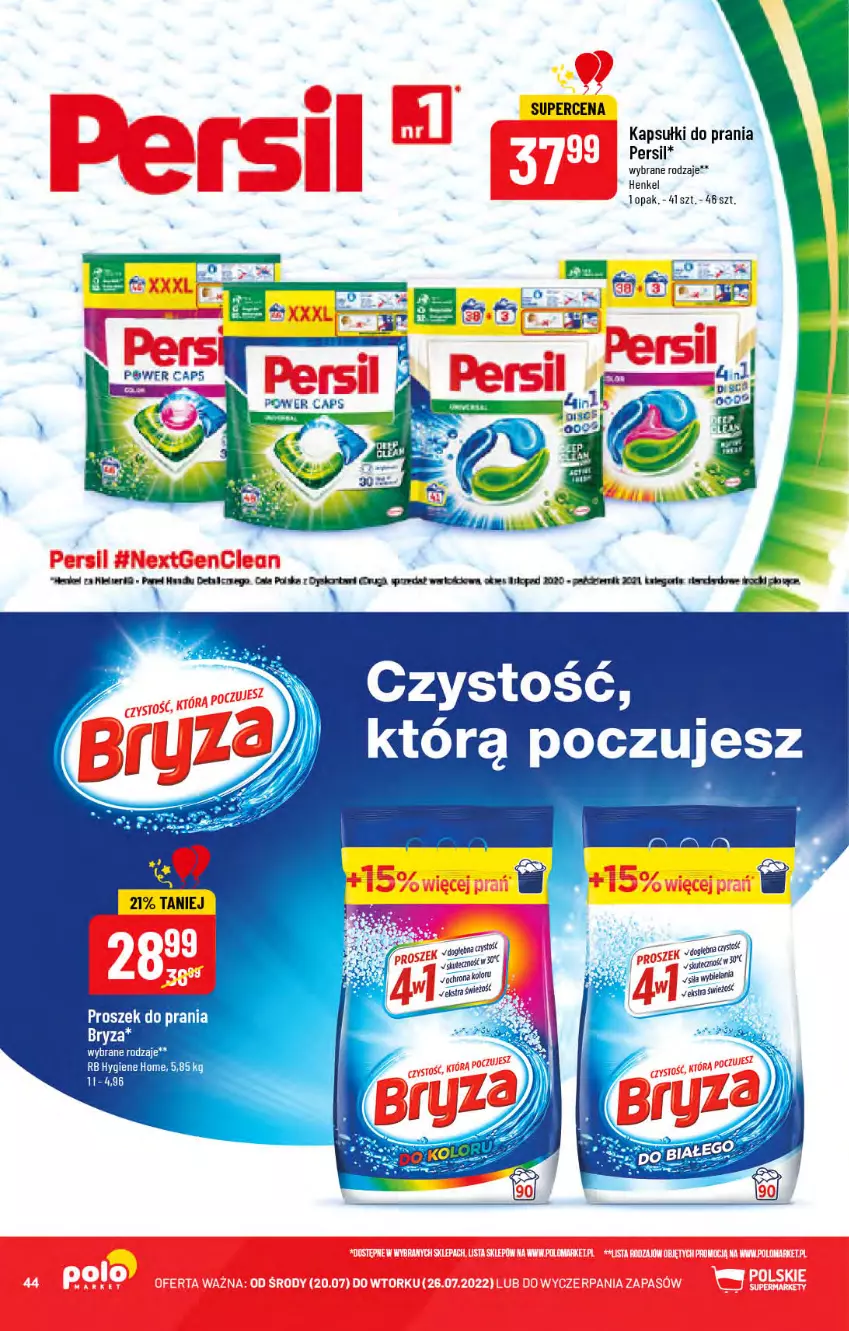 Gazetka promocyjna PoloMarket - Gazetka pomocyjna - ważna 20.07 do 26.07.2022 - strona 44 - produkty: Bryza, Kapsułki do prania, Persil, Proszek do prania