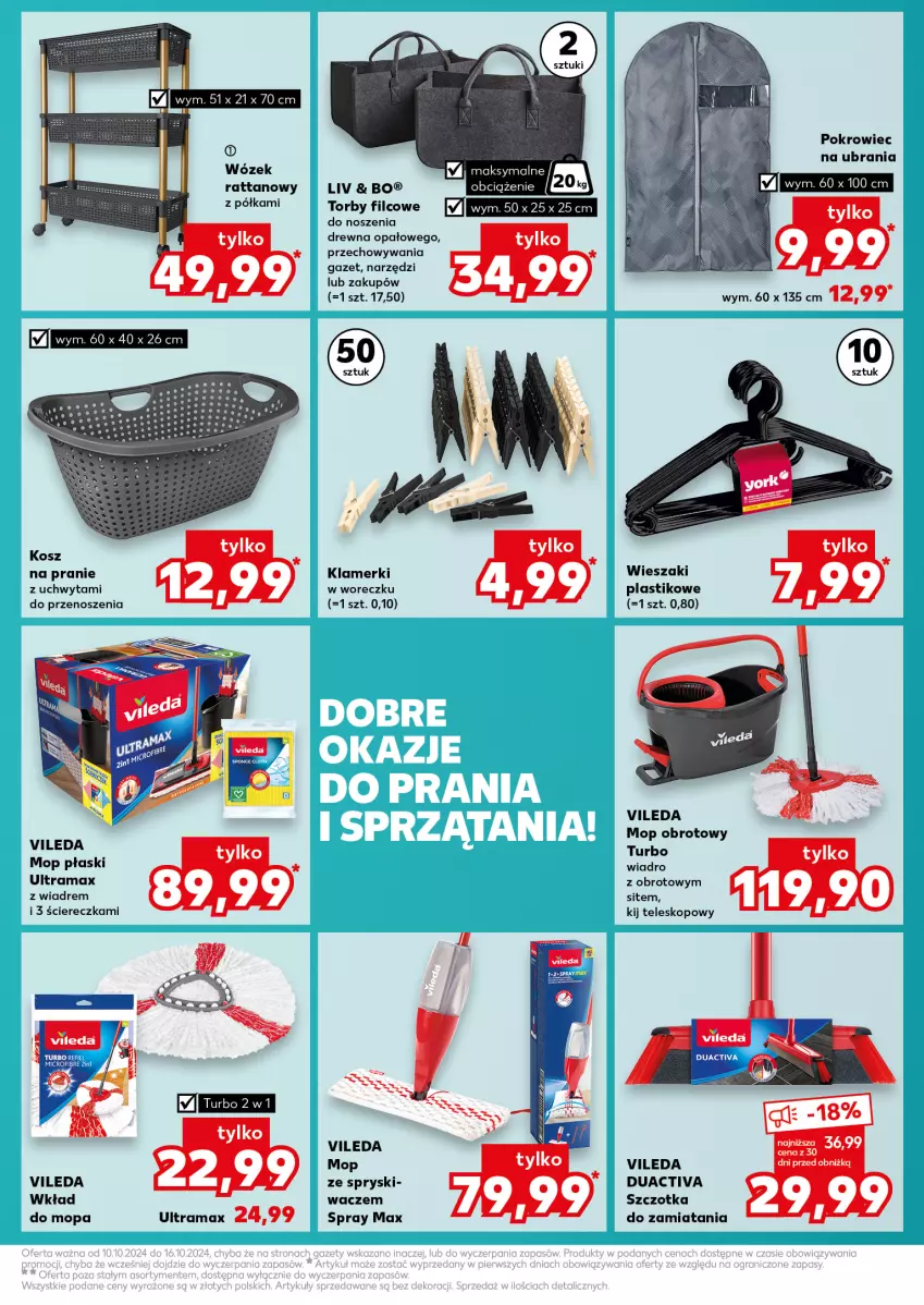 Gazetka promocyjna Kaufland - Kaufland - ważna 10.10 do 16.10.2024 - strona 11 - produkty: Kosz, Mop, Pokrowiec, Pokrowiec na ubrania, Półka, Rama, Szczotka, Teleskop, Ubrania, Vileda, Wiadro, Wieszak, Wkład do mopa, Wózek