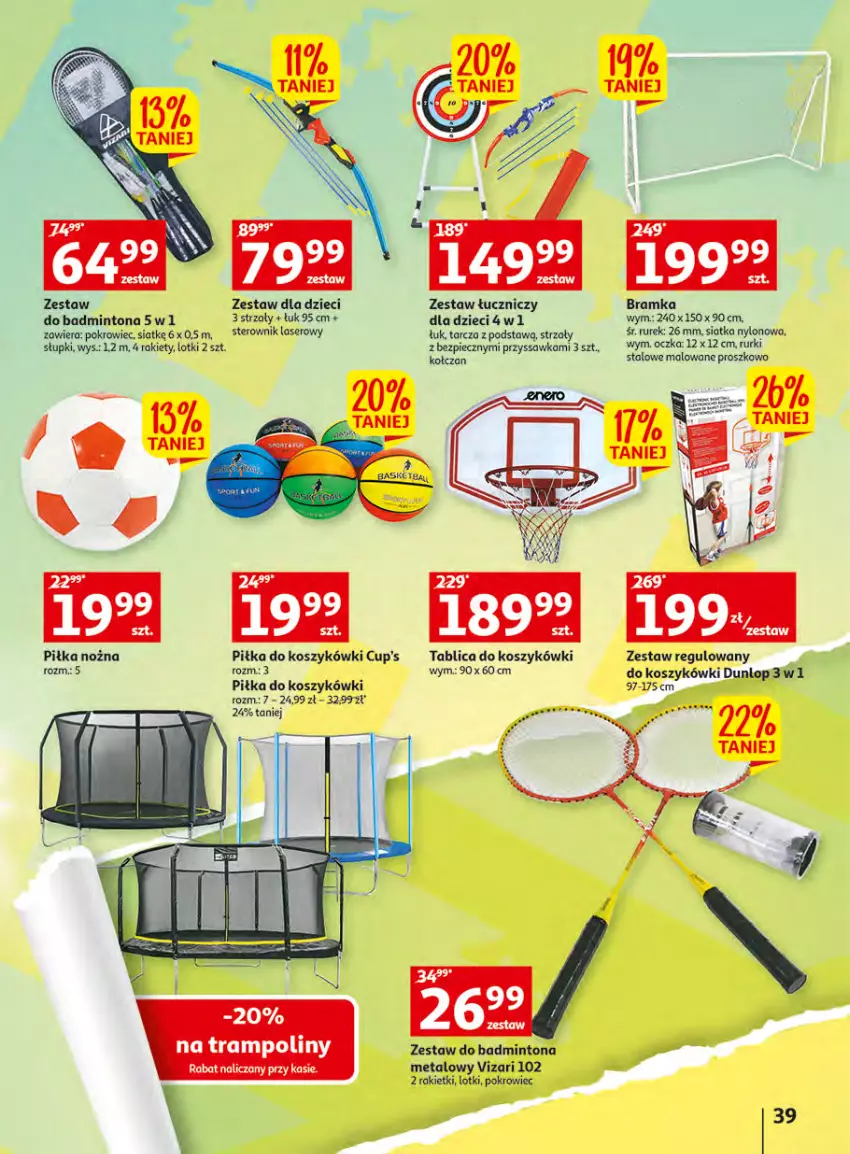 Gazetka promocyjna Auchan - Gazetka Wielkie majowe odkrycia cenowe Hipermarket Auchan - ważna 27.04 do 02.05.2023 - strona 39 - produkty: Bramka, Dzieci, Kosz, Noż, Piec, Piłka nożna, Pokrowiec, Ramka, Rurki, Ser, Siatka, Znicz