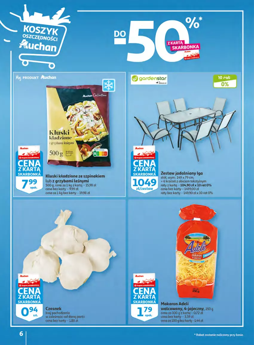 Gazetka promocyjna Auchan - Gazetka Wielkie majowe odkrycia cenowe Hipermarket Auchan - ważna 27.04 do 02.05.2023 - strona 6 - produkty: BIC, Czosnek, Makaron, Stół, Szpinak