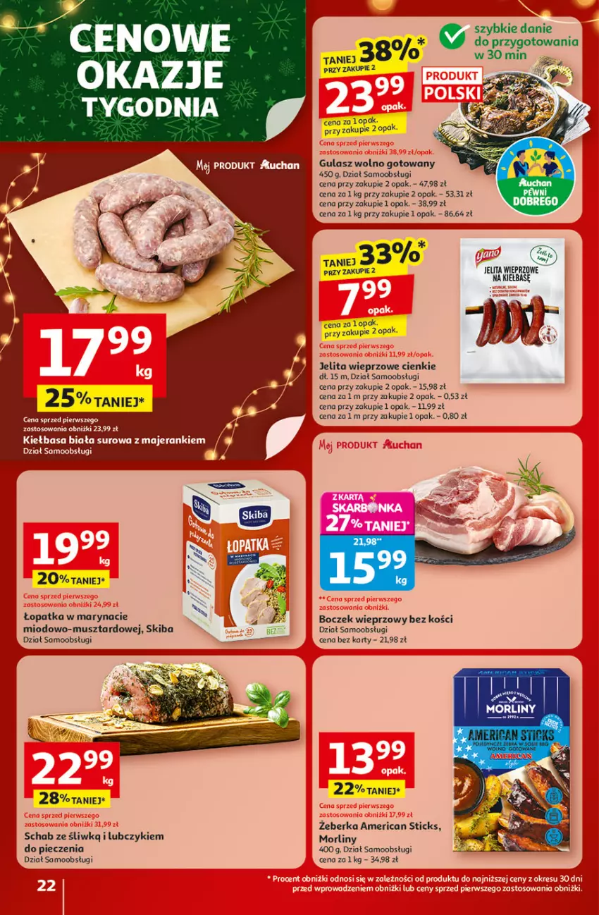Gazetka promocyjna Auchan - Gazetka Święta jak babcię kocham Hipermarket Auchan - ważna 04.12 do 10.12.2025 - strona 22 - produkty: Boczek, Boczek wieprzowy, Kiełbasa, Kiełbasa biała, Morliny, Mus, Piec, Top