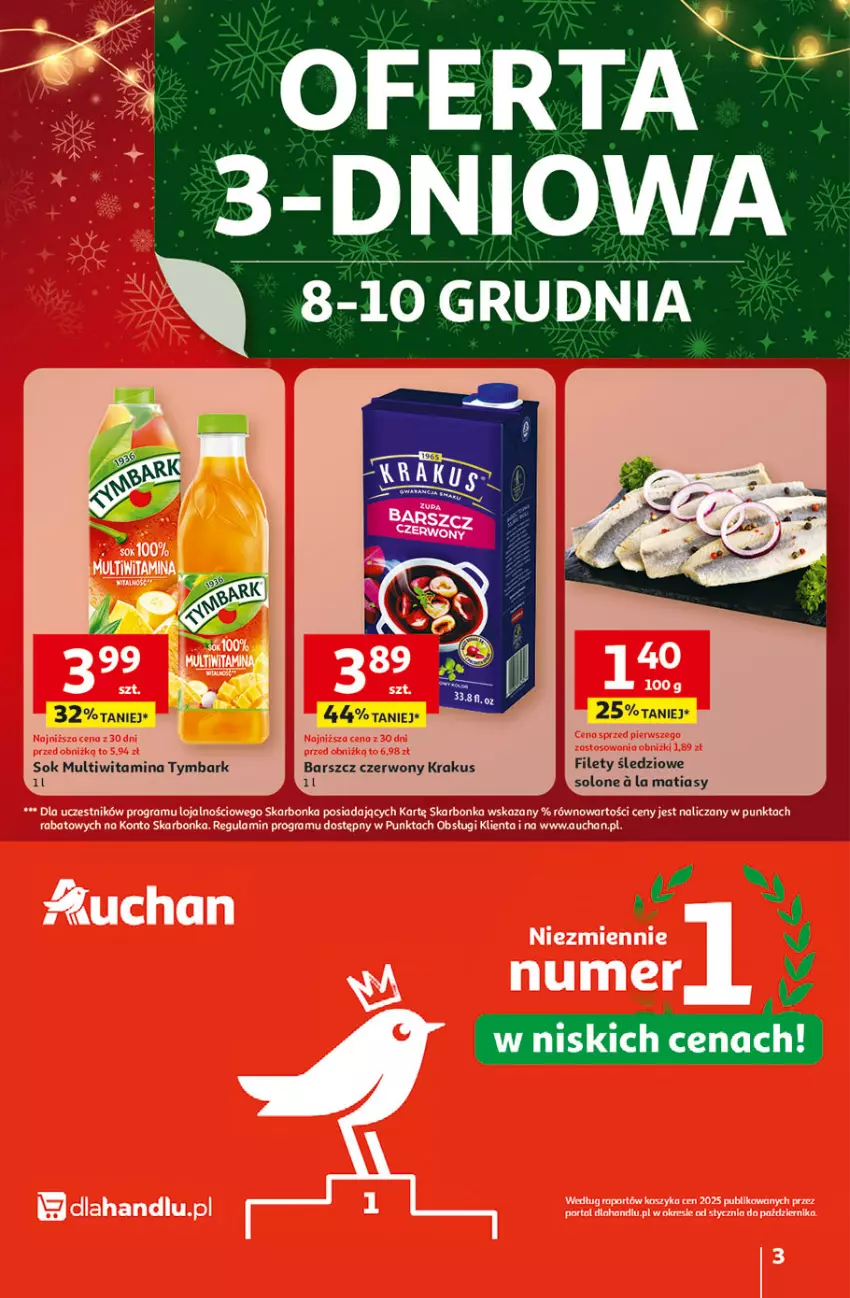 Gazetka promocyjna Auchan - Gazetka Święta jak babcię kocham Hipermarket Auchan - ważna 04.12 do 10.12.2025 - strona 3 - produkty: Krakus, Sok, Tymbark