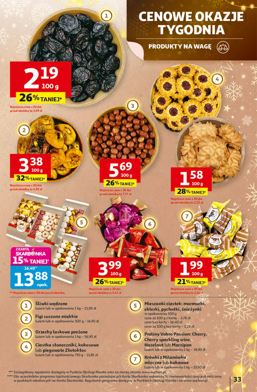 Gazetka promocyjna Auchan - Gazetka Święta jak babcię kocham Hipermarket Auchan - ważna 04.12 do 10.12.2025 - strona 33 - produkty: Ciastka, Figi, Gra, Kakao, Kokos, Praliny, Stek