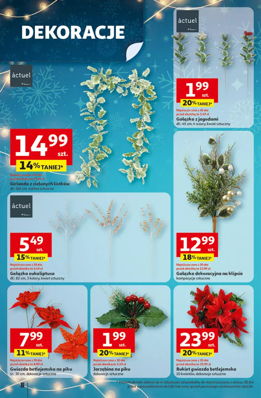 Gazetka promocyjna Auchan - Gazetka Święta jak babcię kocham Hipermarket Auchan - ważna 04.12 do 10.12.2025 - strona 8 - produkty: Bukiet, Girlanda, Gwiazda, Roślina sztuczna