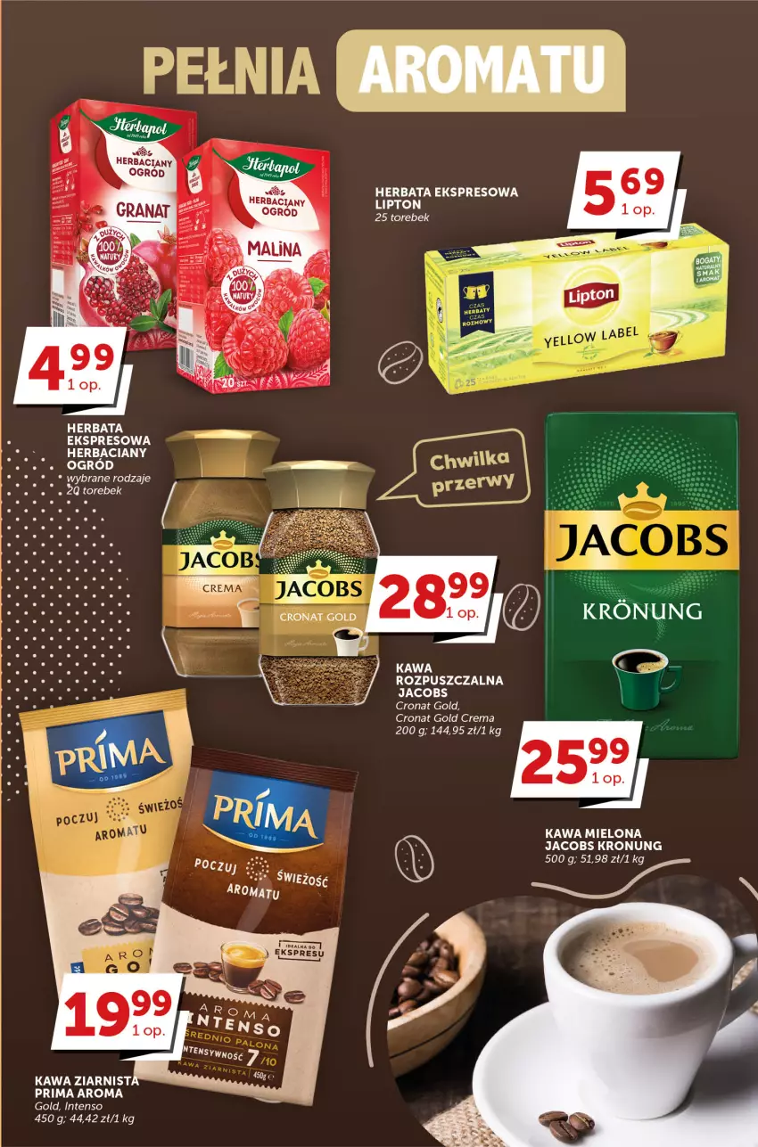 Gazetka promocyjna Groszek - ważna 04.05 do 16.05.2023 - strona 18 - produkty: Herbaciany ogrod, Herbata, Jacobs, Kawa, Kawa mielona, Lipton, Ogród, Prima