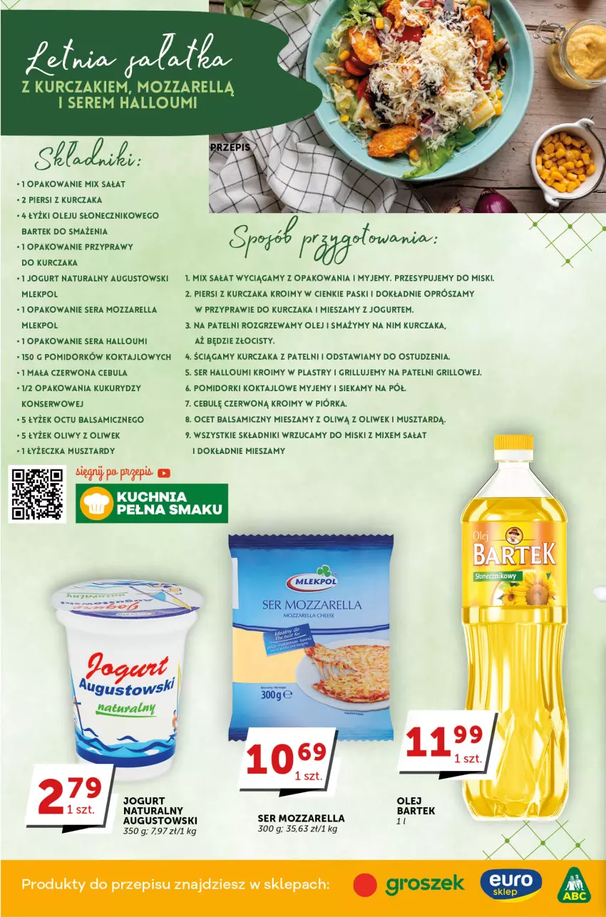 Gazetka promocyjna Groszek - ważna 04.05 do 16.05.2023 - strona 2 - produkty: Bartek, Cebula, Grill, Jogurt, Jogurt naturalny, Kuchnia, Kurczak, Mozzarella, Mus, Ocet, Ocet balsamiczny, Olej, Pomidorki, Przyprawy, Sałat, Ser