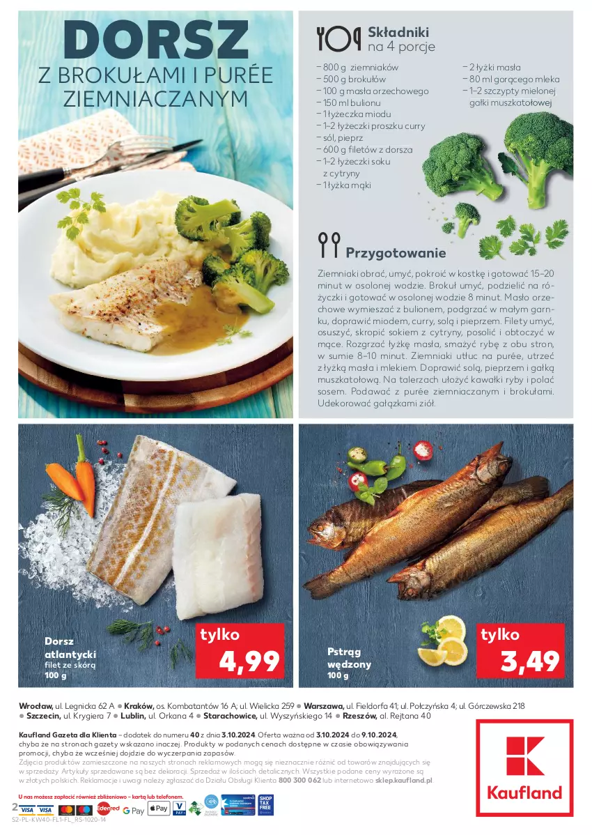 Gazetka promocyjna Kaufland - Mocny Start - ważna 03.10 do 09.10.2024 - strona 2 - produkty: Bulion, Cytryny, Dorsz, Fa, Kawa, Lion, Masło, Masło orzechowe, Mus, Orka, Pieprz, Por, Pstrąg, Pstrąg wędzony, Pur, Sok, Sól, Sos, Talerz, Wagi, Ziemniaki