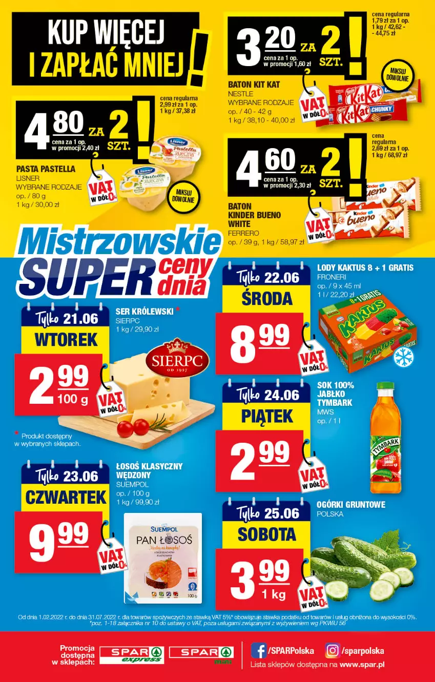 Gazetka promocyjna Spar - SparExpress - ważna 12.06 do 22.06.2022 - strona 4 - produkty: Baton, Ferrero, Kit Kat, Lisner, Pastella, Suempol