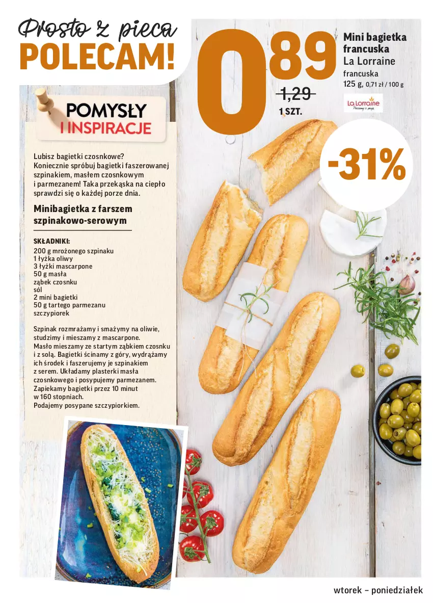 Gazetka promocyjna Intermarche - Świeżo i tanio - ważna 11.05 do 17.05.2021 - strona 16 - produkty: Bagietka, Fa, Mascarpone, Masło, Parmezan, Piec, Plasterki, Por, Ser, Sól, Szpinak, Top