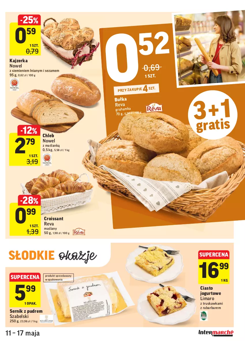 Gazetka promocyjna Intermarche - Świeżo i tanio - ważna 11.05 do 17.05.2021 - strona 17 - produkty: Bułka, Chleb, Ciasto jogurtowe, Croissant, Jogurt, Kajzerka, Ser, Sezam