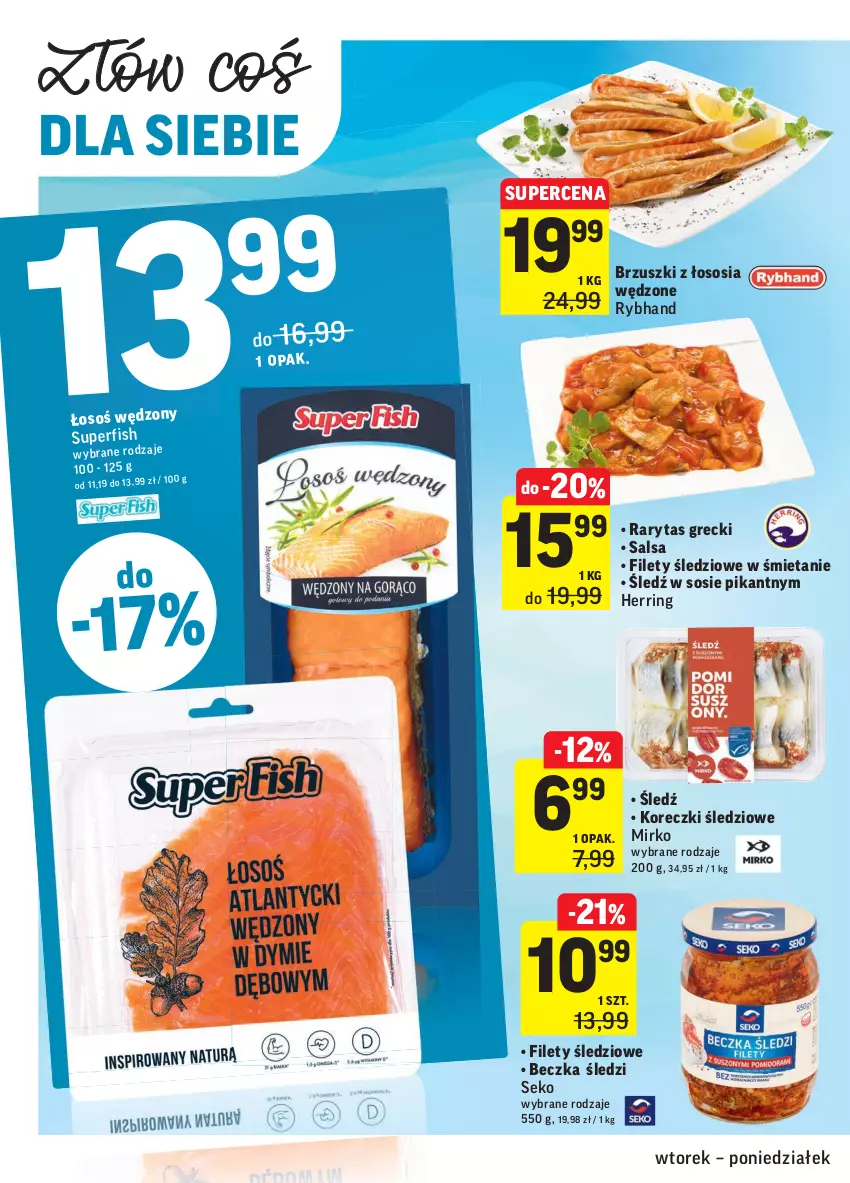 Gazetka promocyjna Intermarche - Świeżo i tanio - ważna 11.05 do 17.05.2021 - strona 18 - produkty: Brzuszki z łososia, Koreczki śledziowe, Salsa, SEKO, Sos