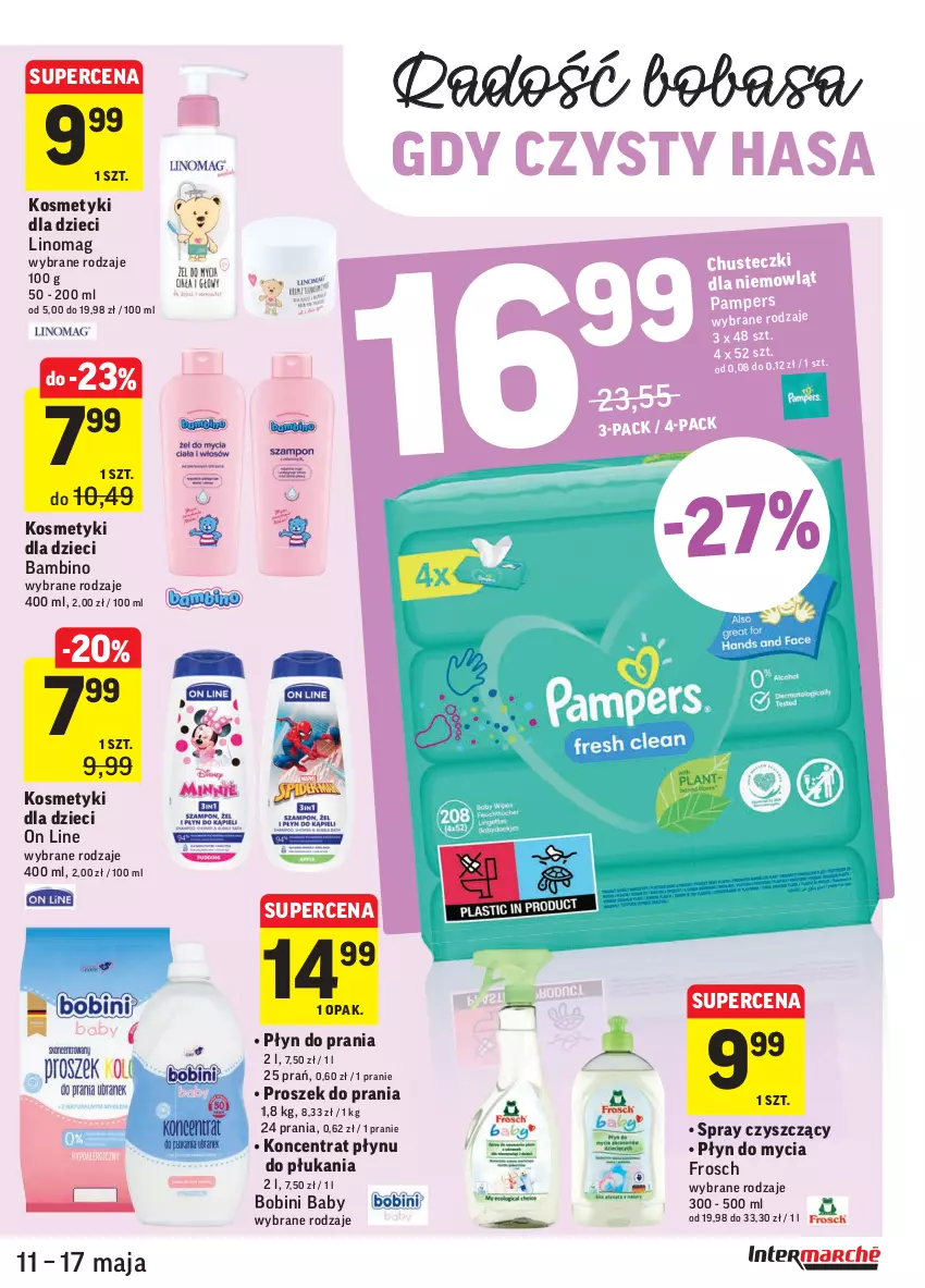 Gazetka promocyjna Intermarche - Świeżo i tanio - ważna 11.05 do 17.05.2021 - strona 31 - produkty: Dzieci, Frosch, Kosmetyki dla dzieci, Linomag, Pampers, Płyn do mycia, Płyn do prania, Proszek do prania