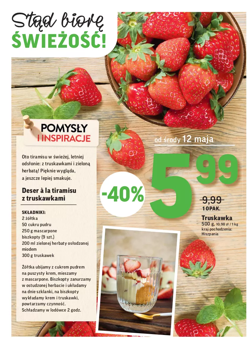 Gazetka promocyjna Intermarche - Świeżo i tanio - ważna 11.05 do 17.05.2021 - strona 8 - produkty: Biszkopty, Deser, Lanki, Mascarpone, Ser, Truskawki