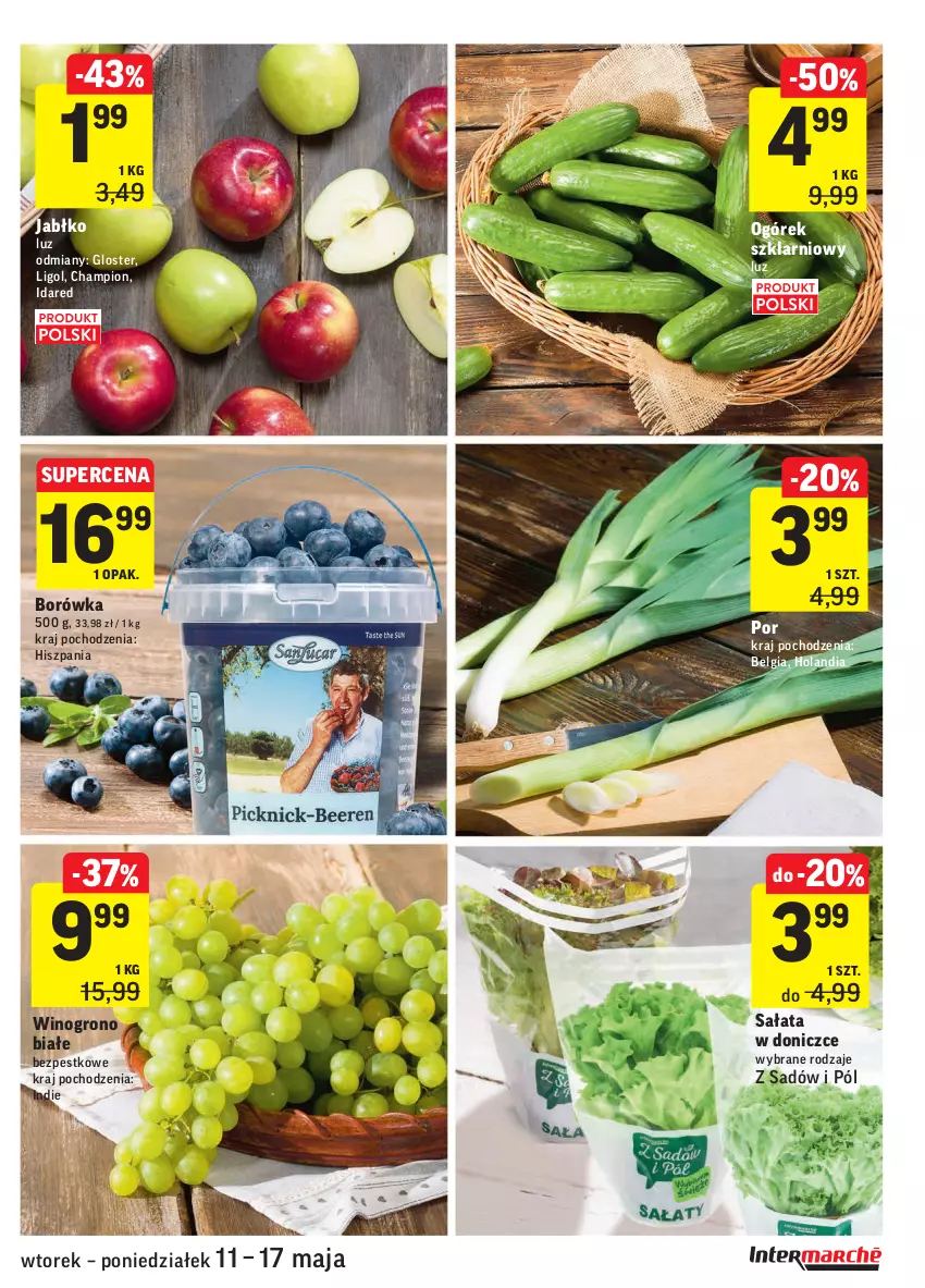 Gazetka promocyjna Intermarche - Świeżo i tanio - ważna 11.05 do 17.05.2021 - strona 9 - produkty: Borówka, LG, Ligol, Ogórek, Por, Sałat, Wino