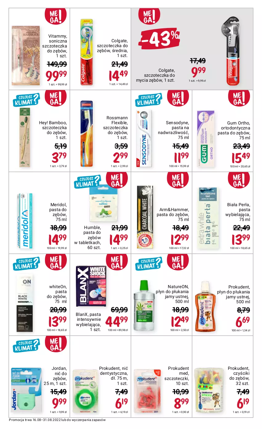 Gazetka promocyjna Rossmann - 16 sierpnia - ważna 16.08 do 31.08.2022 - strona 4 - produkty: Colgate, LG, Nić dentystyczna, Pasta do zębów, Perła, Płyn do płukania, Płyn do płukania jamy ustnej, Prokudent, Sensodyne, Szczoteczka, Szczoteczka do zębów, Tablet