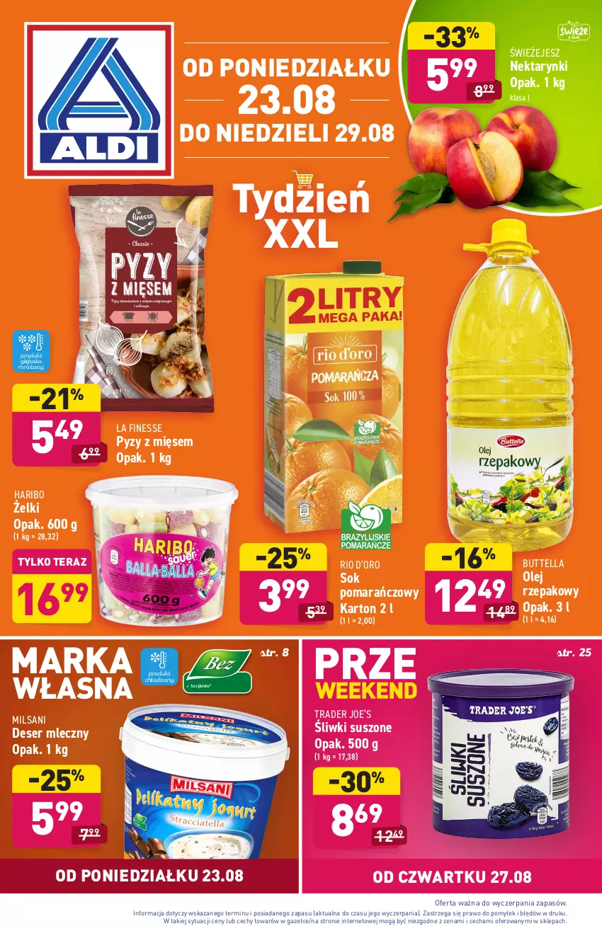 Gazetka promocyjna Aldi - SUPER SMACZNE OKAZJE - ważna 23.08 do 29.08.2021 - strona 1 - produkty: Deser, Deser mleczny, Haribo, Nektar, Olej, Olej rzepakowy, Ser, Sok, Sok pomarańczowy, Tera