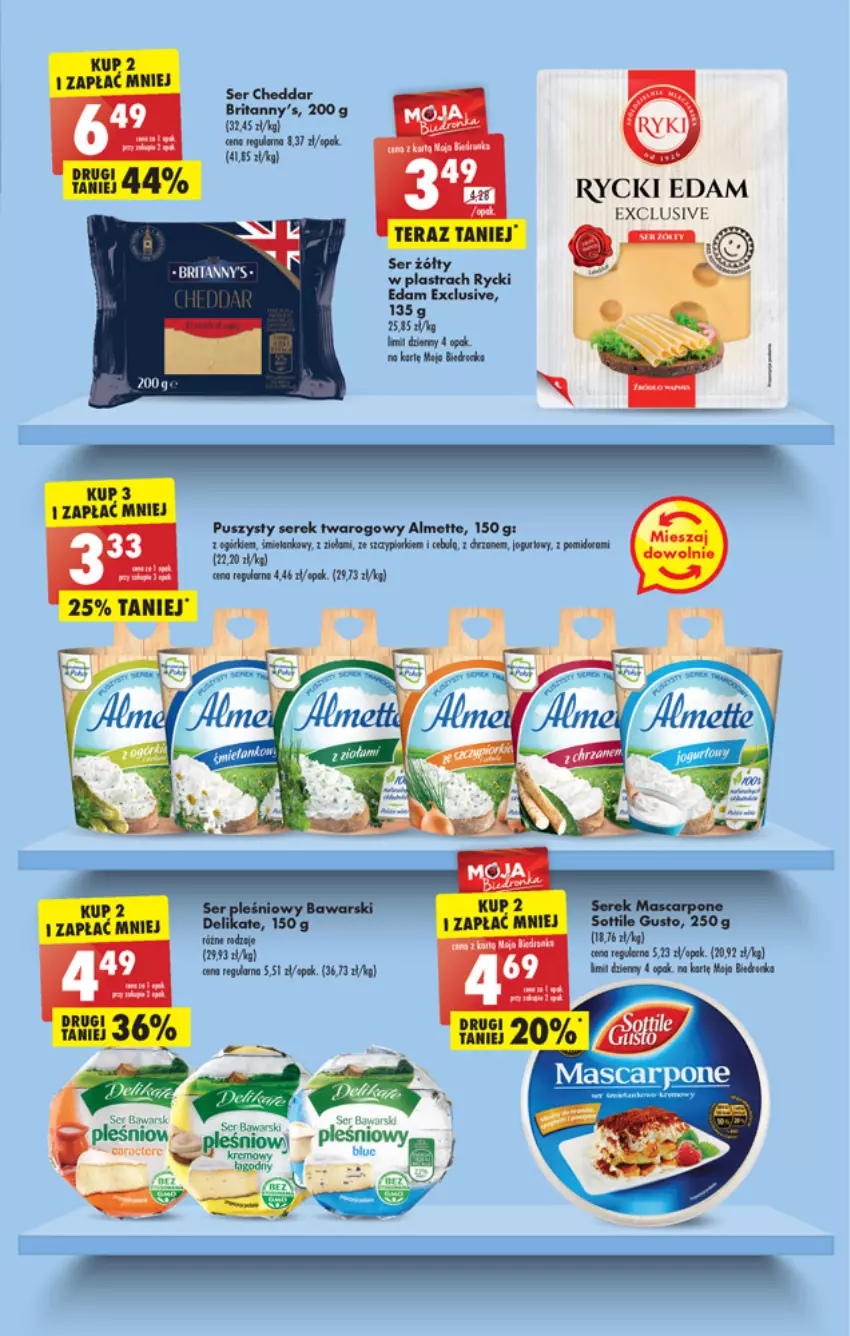 Gazetka promocyjna Biedronka - W tym tygodniu PN - ważna 21.03 do 26.03.2022 - strona 25 - produkty: Almette, Brit, Brita, Cheddar, Dron, Edam, Rycki Edam, Ser, Serek, Serek twarogowy, Tera