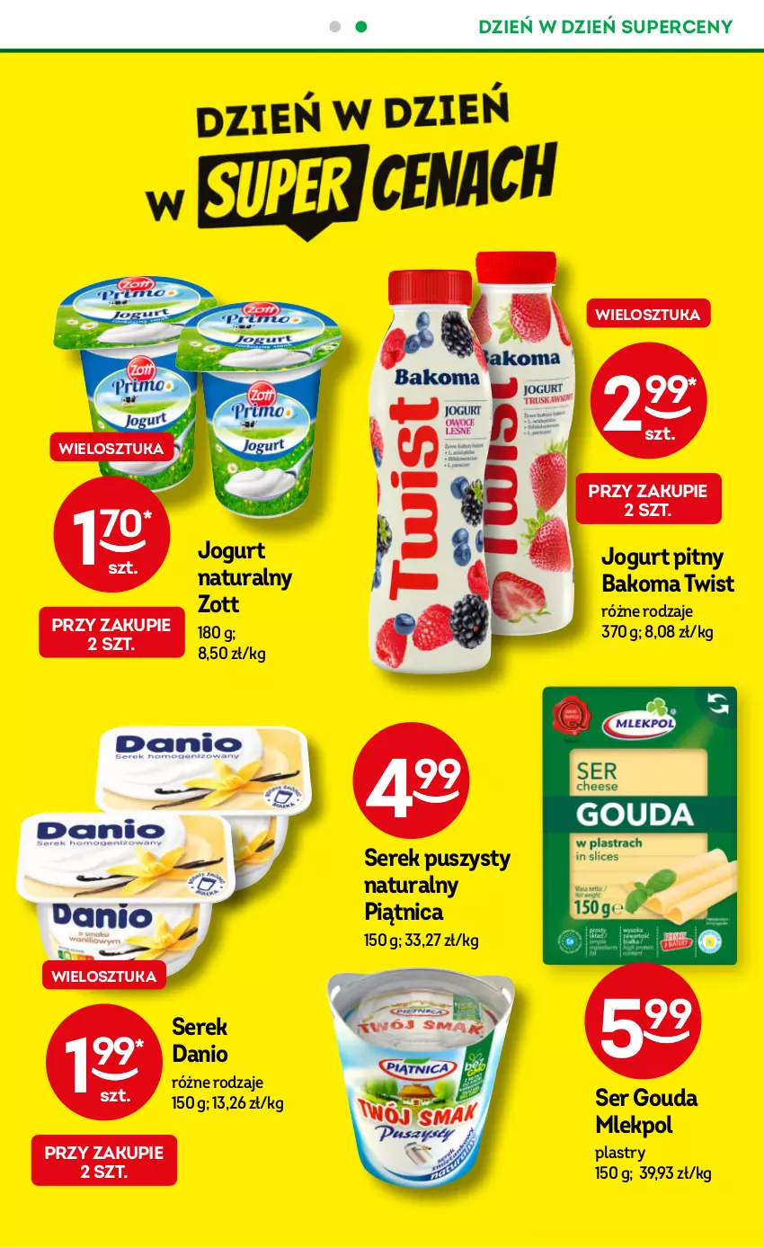 Gazetka promocyjna Żabka - ważna 22.11 do 05.12.2023 - strona 11 - produkty: Bakoma, Danio, Gouda, Jogurt, Jogurt naturalny, Jogurt pitny, Piątnica, Ser, Serek, Serek puszysty, Zott