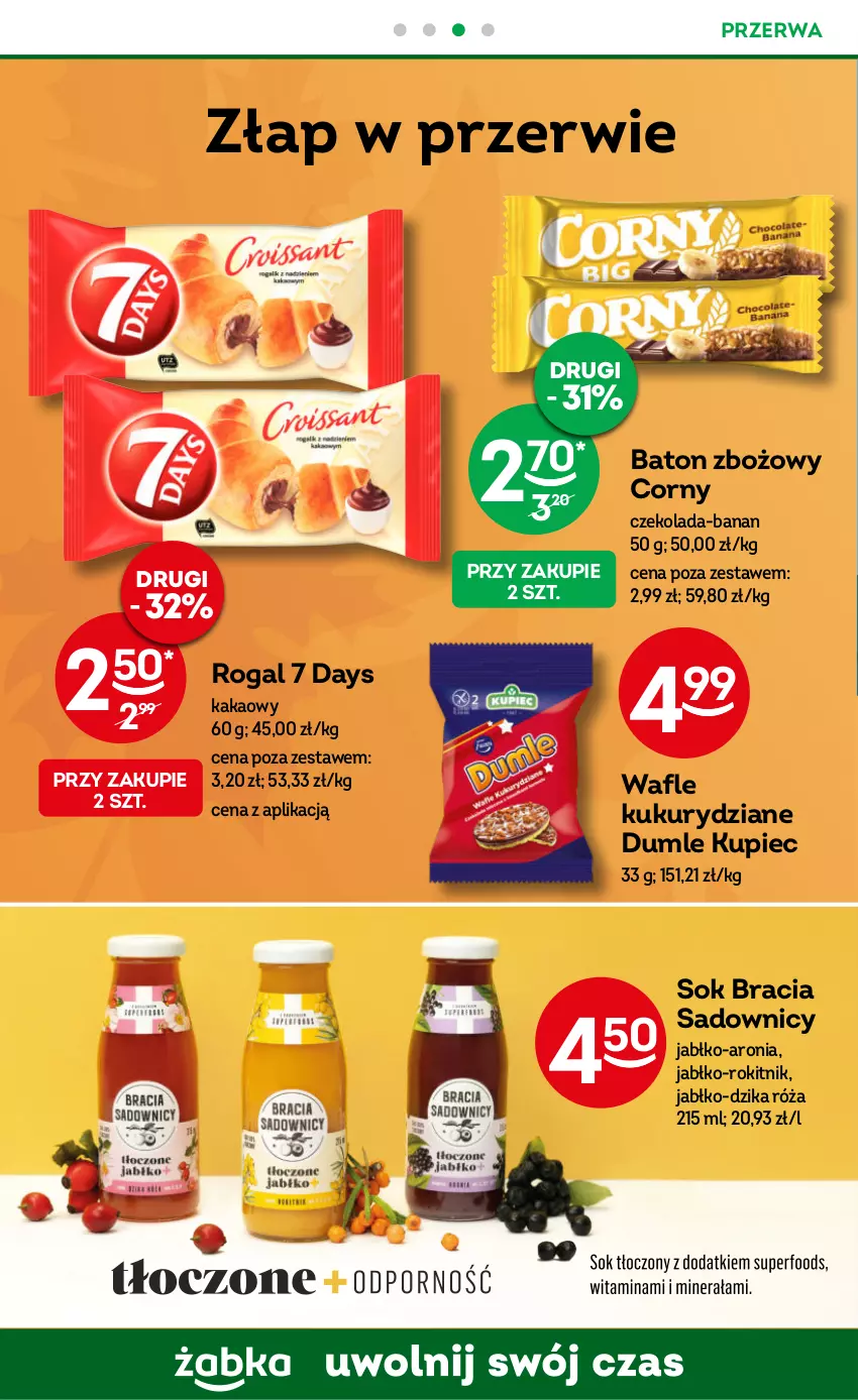 Gazetka promocyjna Żabka - ważna 22.11 do 05.12.2023 - strona 38 - produkty: 7 Days, Aronia, Baton, Czekolada, Dzika róża, Kakao, Kupiec, Piec, Rogal, Róża, Sok, Wafle