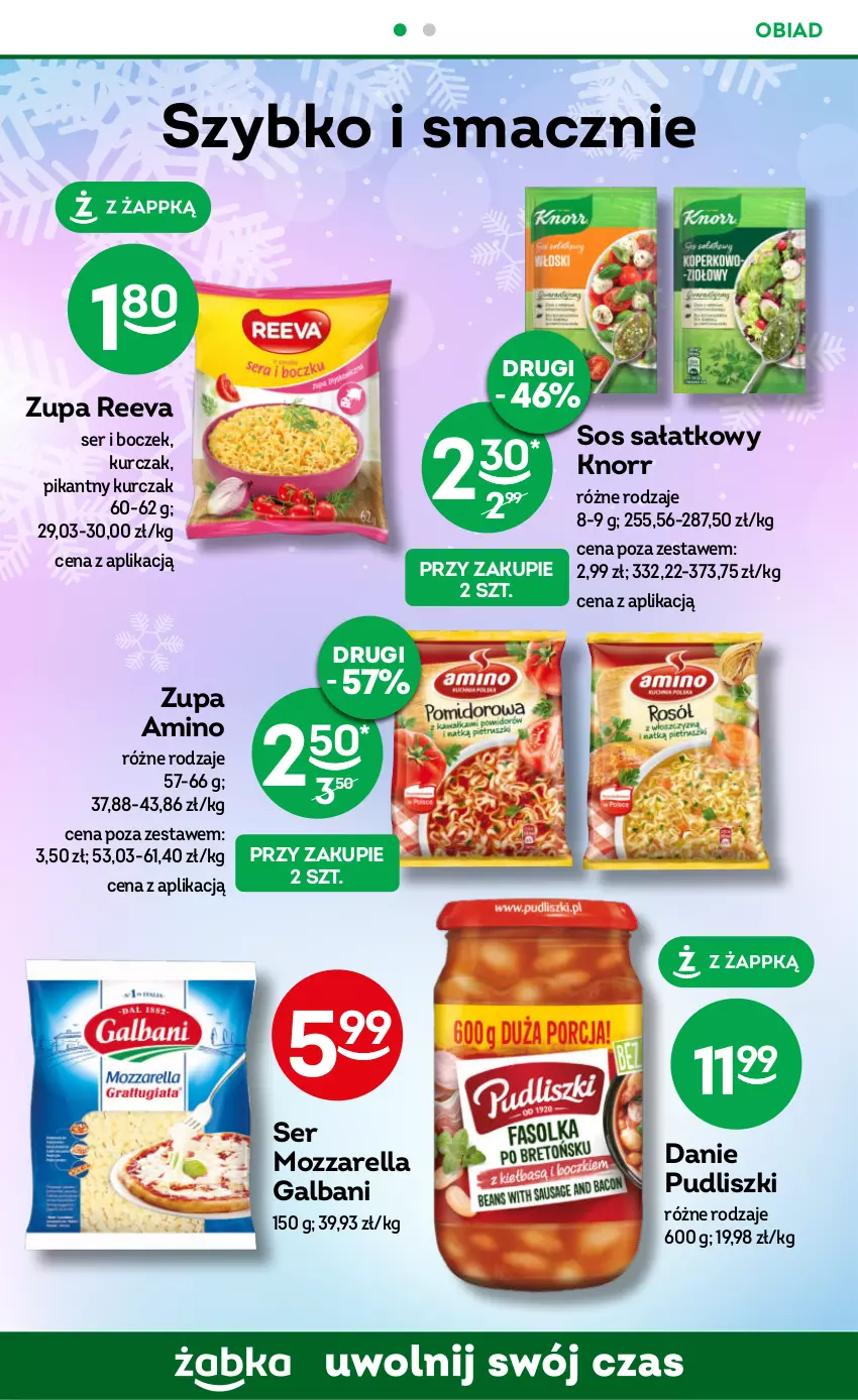 Gazetka promocyjna Żabka - ważna 22.11 do 05.12.2023 - strona 42 - produkty: Boczek, Galbani, Knorr, Kurczak, Mozzarella, Pudliszki, Sałat, Ser, Sos, Zupa