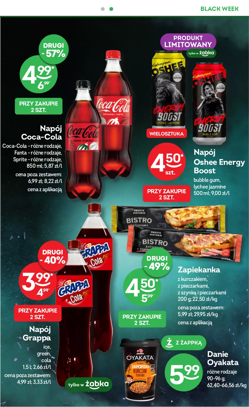 Gazetka promocyjna Żabka - ważna 22.11 do 05.12.2023 - strona 5 - produkty: Coca-Cola, Fa, Fanta, Gra, Grappa, Kurczak, Lack, Napój, Oshee, Piec, Pieczarka, Sprite, Zapiekanka