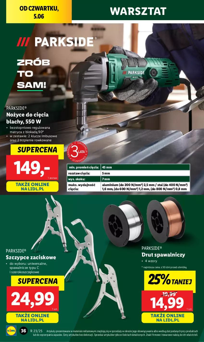 Gazetka promocyjna Lidl - GAZETKA - ważna 02.06 do 07.06.2025 - strona 44 - produkty: Kosz, Noż, Nożyce, Parkside, Szczypce, Top