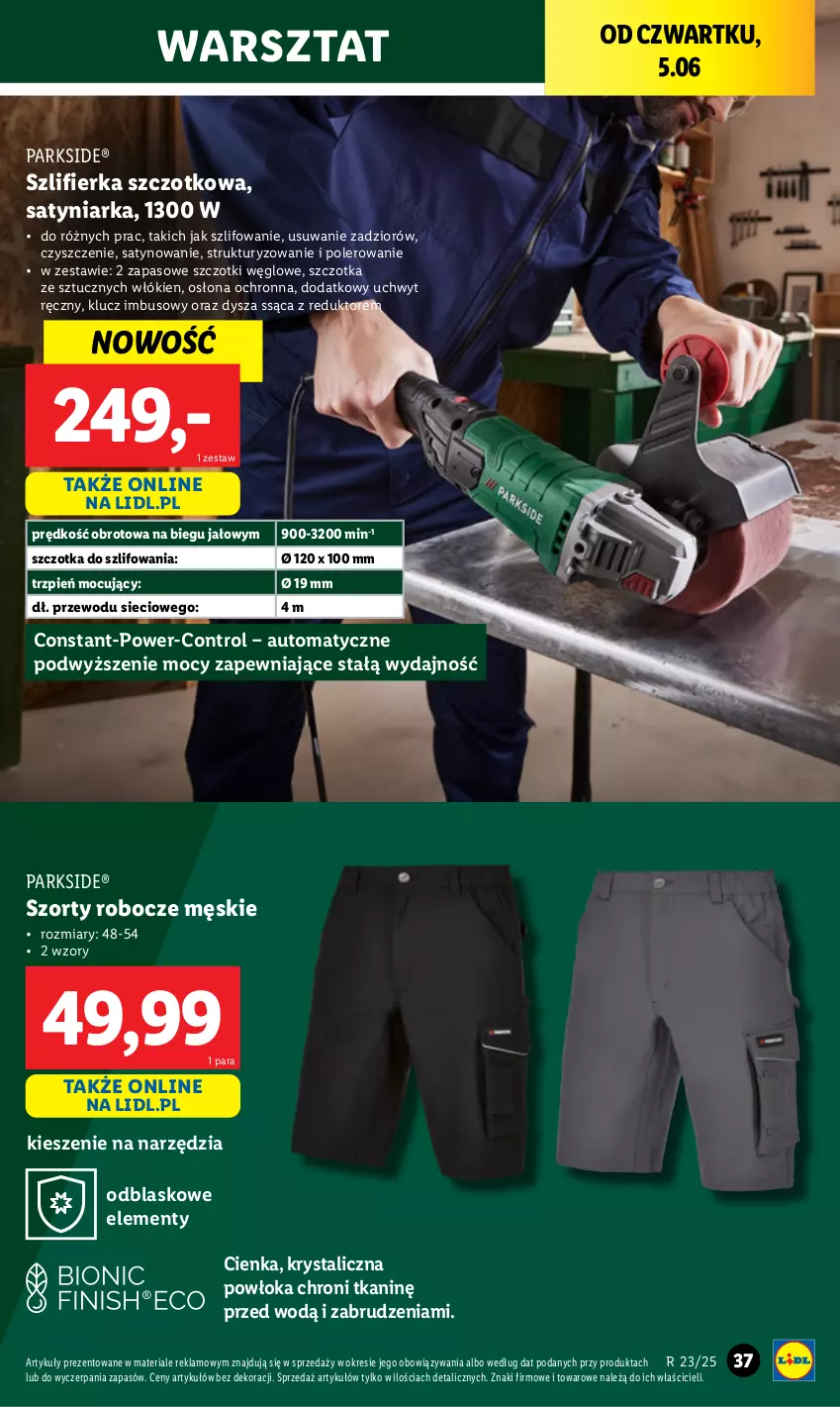 Gazetka promocyjna Lidl - GAZETKA - ważna 02.06 do 07.06.2025 - strona 45 - produkty: Control, Parkside, Szczotka, Szlifierka, Szorty