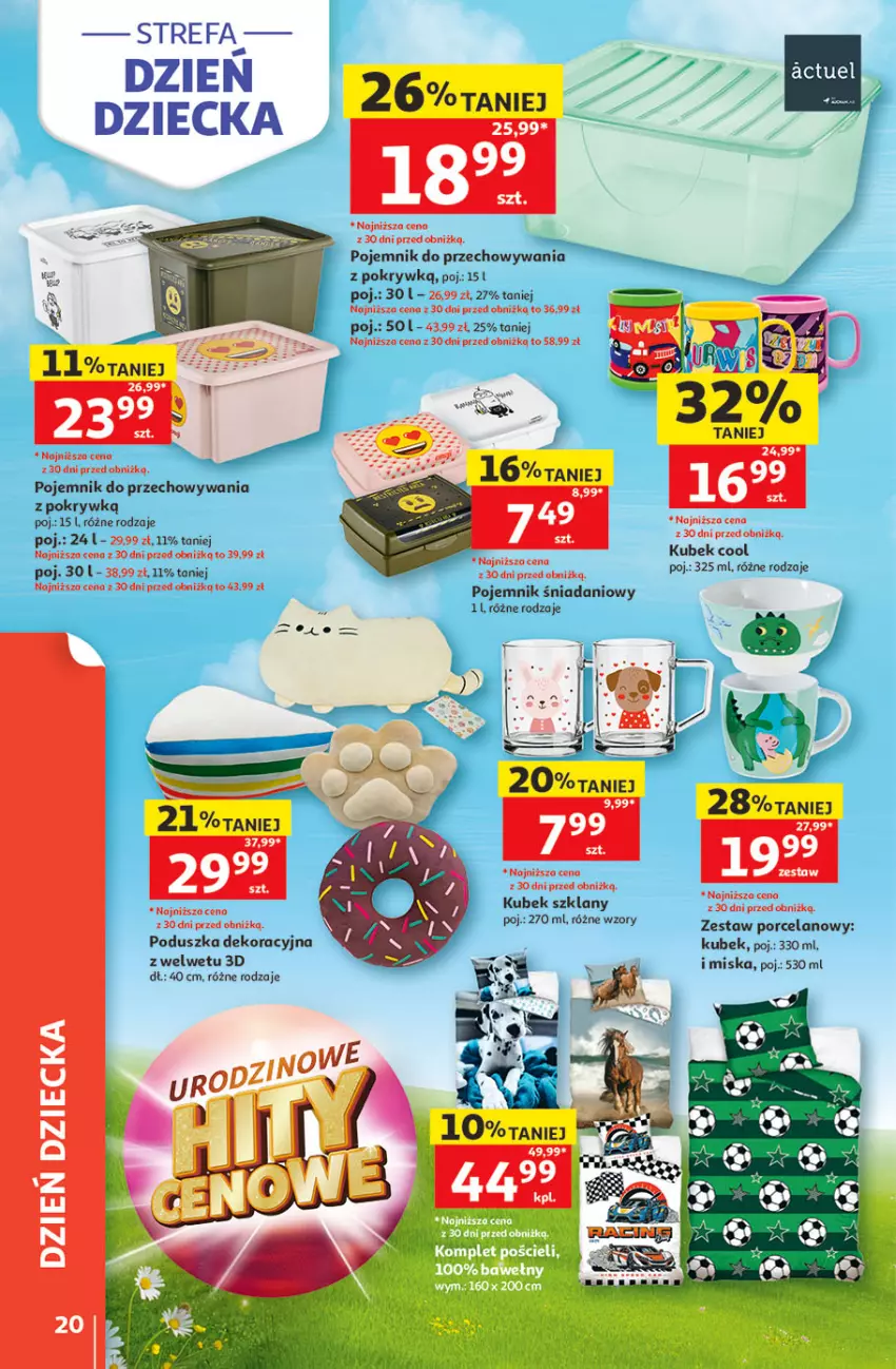 Gazetka promocyjna Auchan - Gazetka 30 Lat Hipermarket Auchan - ważna 21.05 do 27.05.2026 - strona 20 - produkty: Danio, Fa, Kubek, Miska, Poduszka, Poduszka dekoracyjna, Pojemnik, Pojemnik do przechowywania, Por