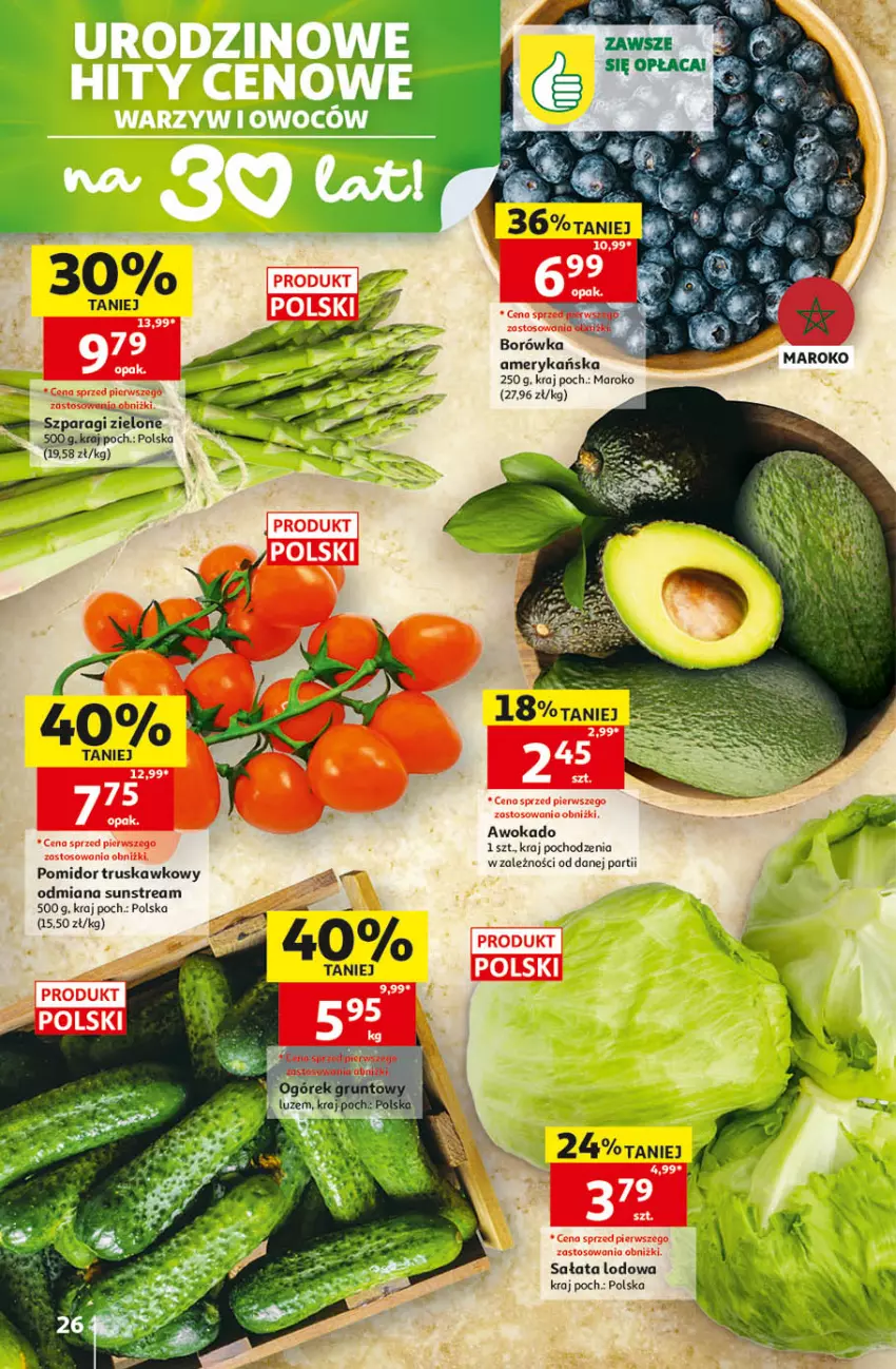 Gazetka promocyjna Auchan - Gazetka 30 Lat Hipermarket Auchan - ważna 21.05 do 27.05.2026 - strona 26 - produkty: Borówka, Borówka amerykańska, Sałat, Sałata lodowa
