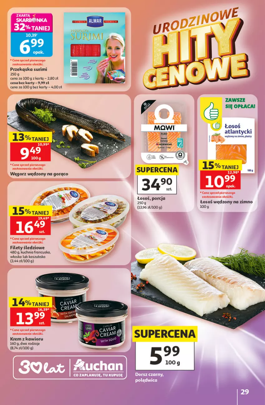Gazetka promocyjna Auchan - Gazetka 30 Lat Hipermarket Auchan - ważna 21.05 do 27.05.2026 - strona 29 - produkty: Kawior, Kuchnia, Por, Pur, Surimi