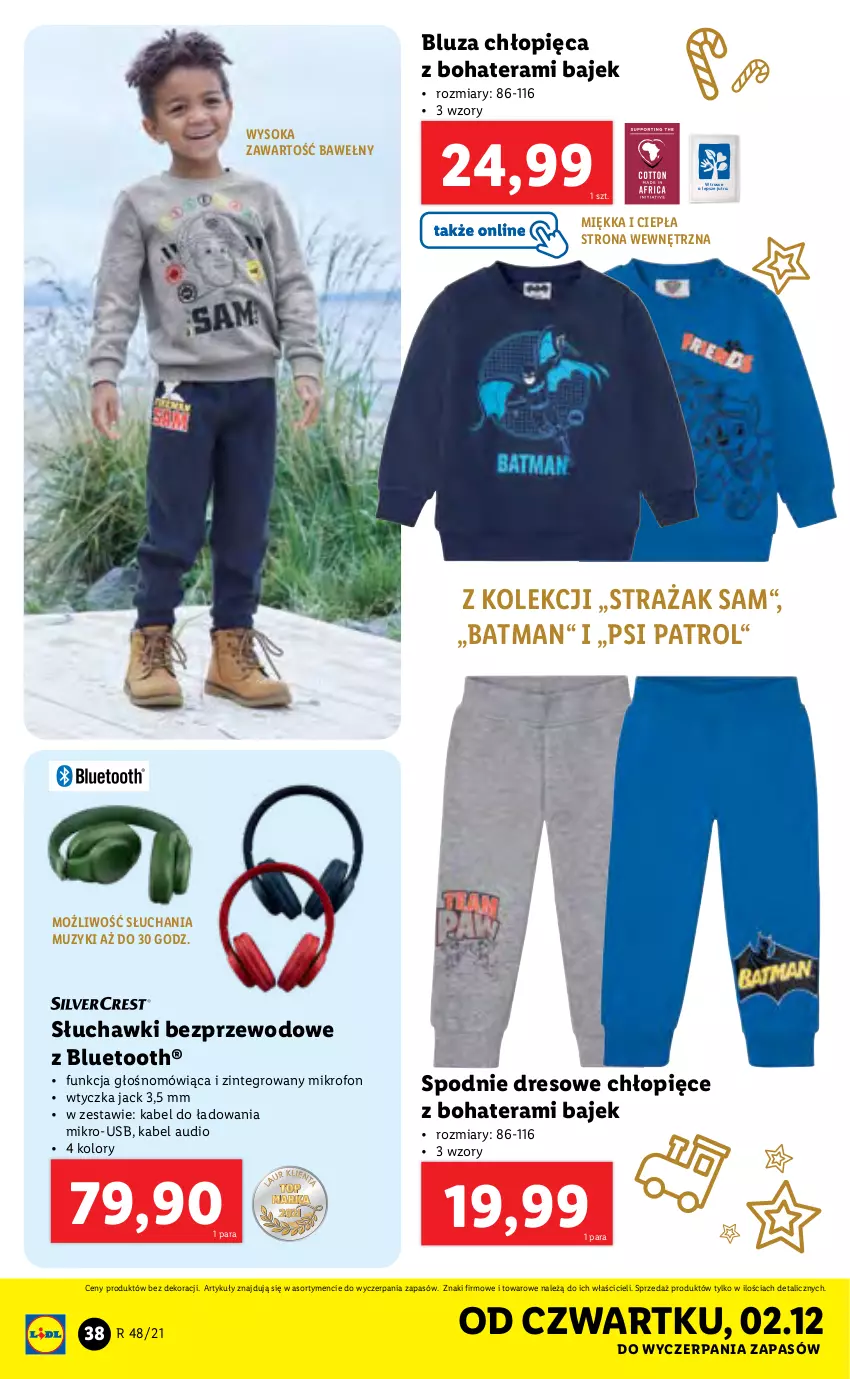 Gazetka promocyjna Lidl - GAZETKA - ważna 29.11 do 05.12.2021 - strona 38 - produkty: Bluza, Dres, Mikrofon, Psi Patrol, Słuchawki, Słuchawki bezprzewodowe, Sok, Spodnie, Spodnie dresowe, Tera