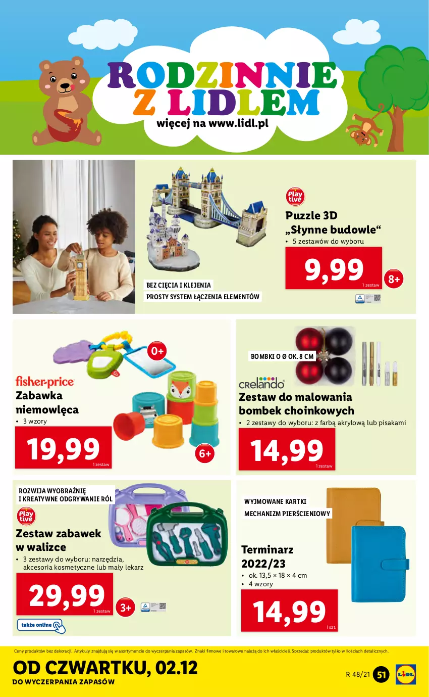 Gazetka promocyjna Lidl - GAZETKA - ważna 29.11 do 05.12.2021 - strona 51 - produkty: Bombki, Fa, Gry, Klej, Puzzle, Słynne, Zabawka, Zestaw do malowania