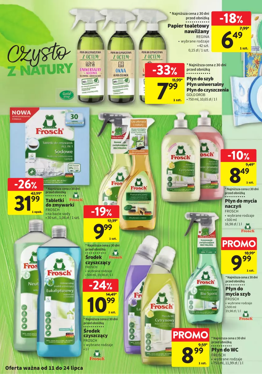 Gazetka promocyjna Intermarche - Gazetka Intermarche - ważna 11.07 do 24.07.2024 - strona 8 - produkty: Do mycia naczyń, Frosch, Gin, Papier, Papier toaletowy, Płyn do mycia, Płyn do mycia naczyń, Płyn do szyb, Płyn do wc, Tablet, Zmywarki