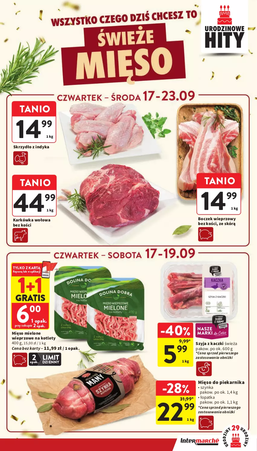 Gazetka promocyjna Intermarche - Gazetka Intermarche - ważna 17.09 do 23.09.2026 - strona 13 - produkty: Boczek, Boczek wieprzowy, Gra, Kotlet, Mięso, Mięso mielone, Piekarnik, Szynka