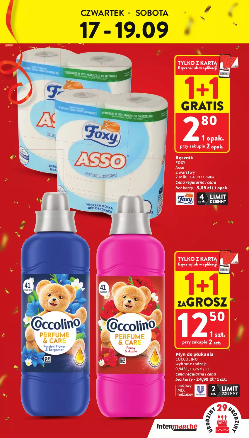 Gazetka promocyjna Intermarche - Gazetka Intermarche - ważna 17.09 do 23.09.2026 - strona 3 - produkty: Coccolino, Foxy, Gra, Płyn do płukania, Ręcznik, Rolki