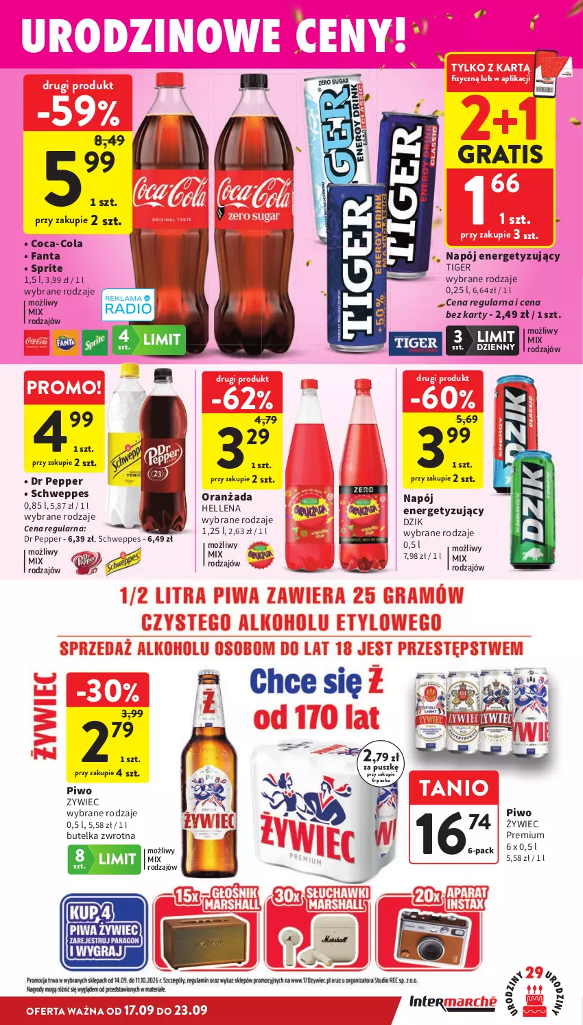 Gazetka promocyjna Intermarche - Gazetka Intermarche - ważna 17.09 do 23.09.2026 - strona 37 - produkty: Coca-Cola, Fa, Fanta, Gra, Hellena, Napój, Oranżada, Piwo, Schweppes, Sprite, Tiger