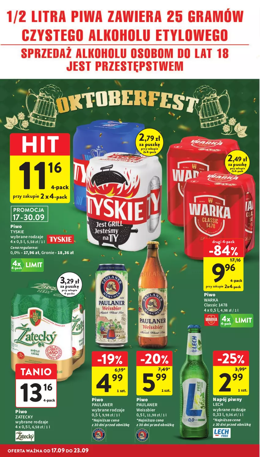 Gazetka promocyjna Intermarche - Gazetka Intermarche - ważna 17.09 do 23.09.2026 - strona 38 - produkty: Napój, Piwo, Tyskie, Warka