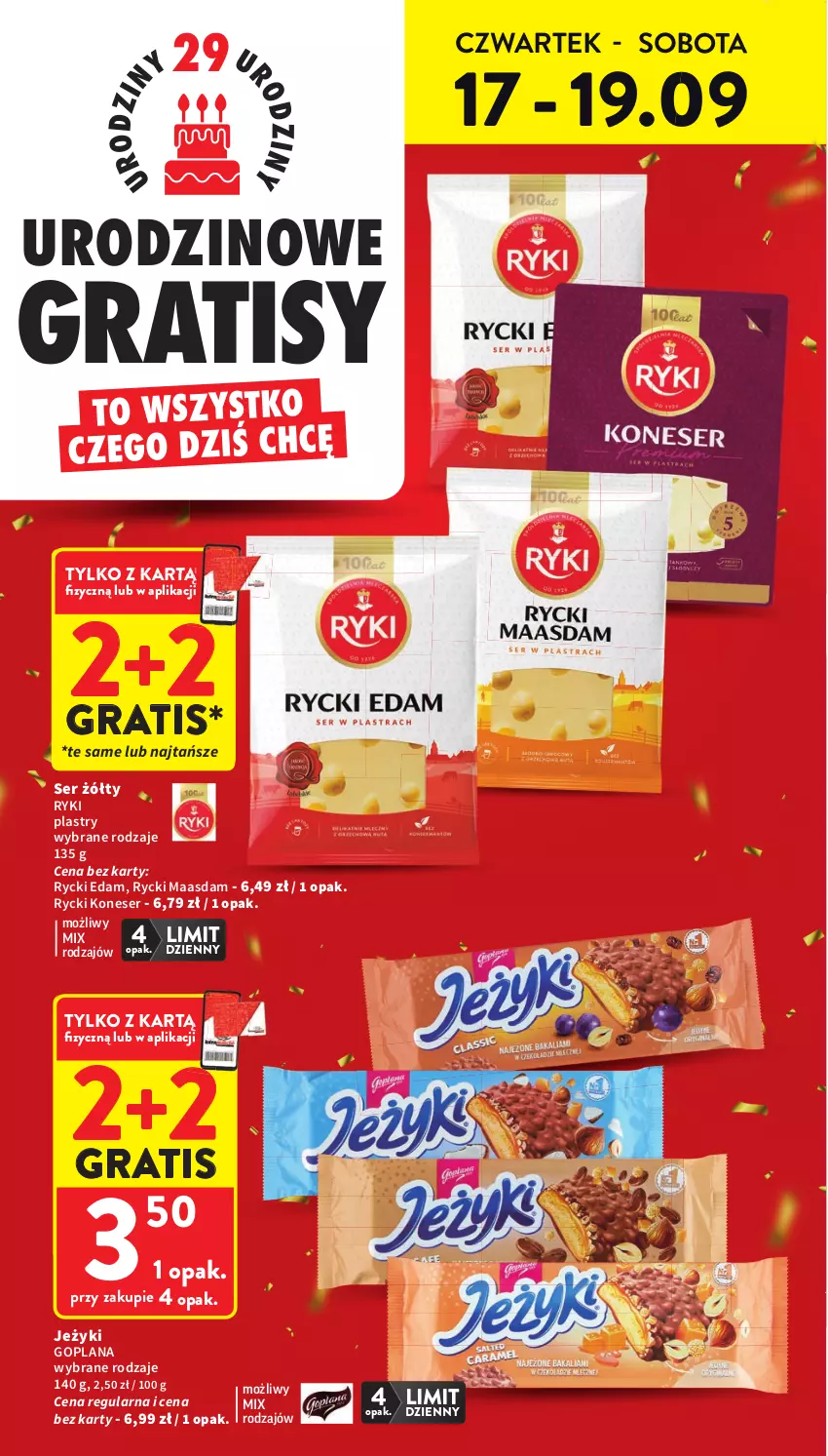 Gazetka promocyjna Intermarche - Gazetka Intermarche - ważna 17.09 do 23.09.2026 - strona 4 - produkty: Edam, Goplana, Gra, Jeżyki, LANA, Maasdam, Rycki Edam, Ser