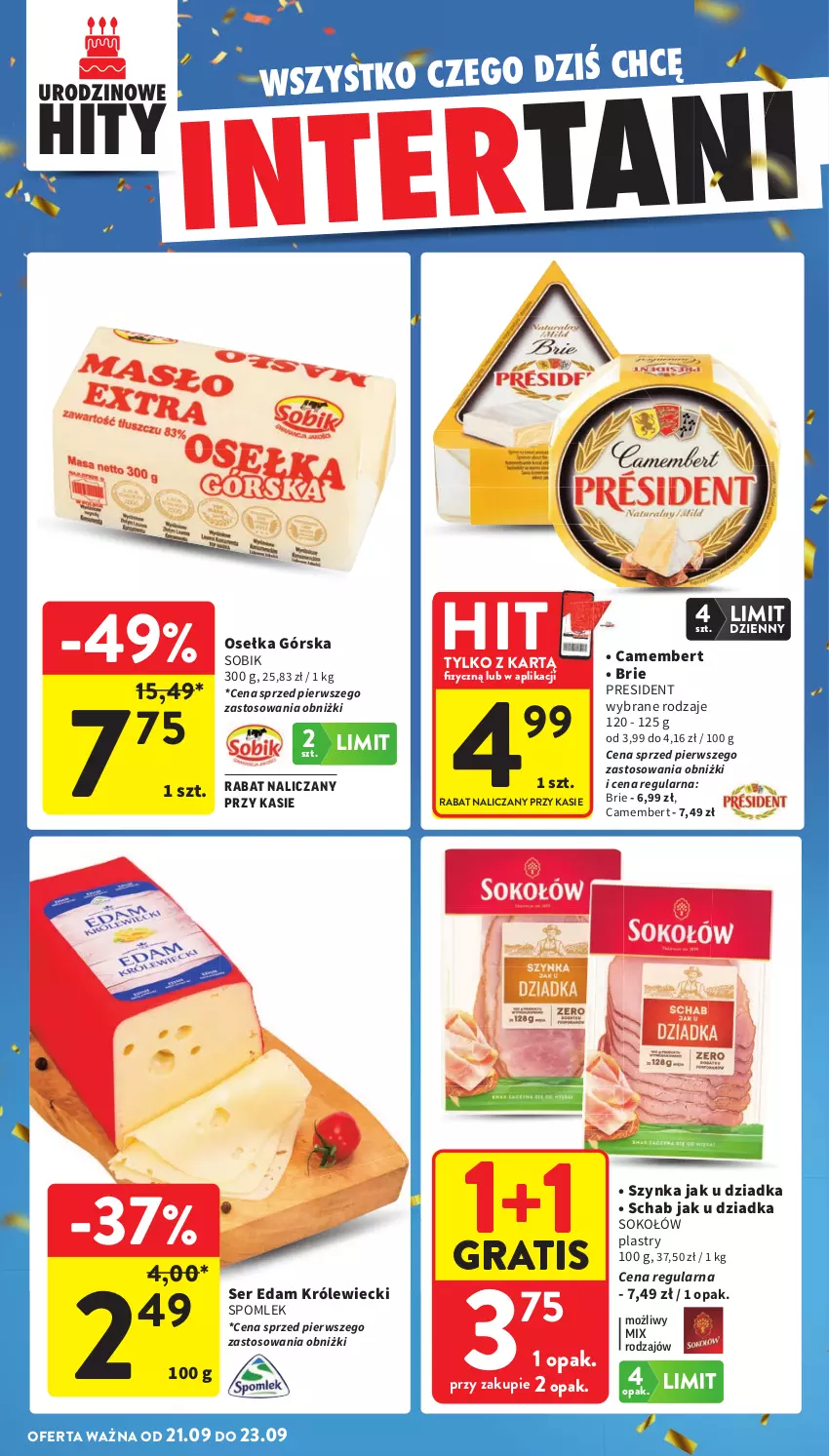 Gazetka promocyjna Intermarche - Gazetka Intermarche - ważna 17.09 do 23.09.2026 - strona 46 - produkty: Brie, Camembert, Edam, Gra, Ser, Sok, Sokołów, Szynka