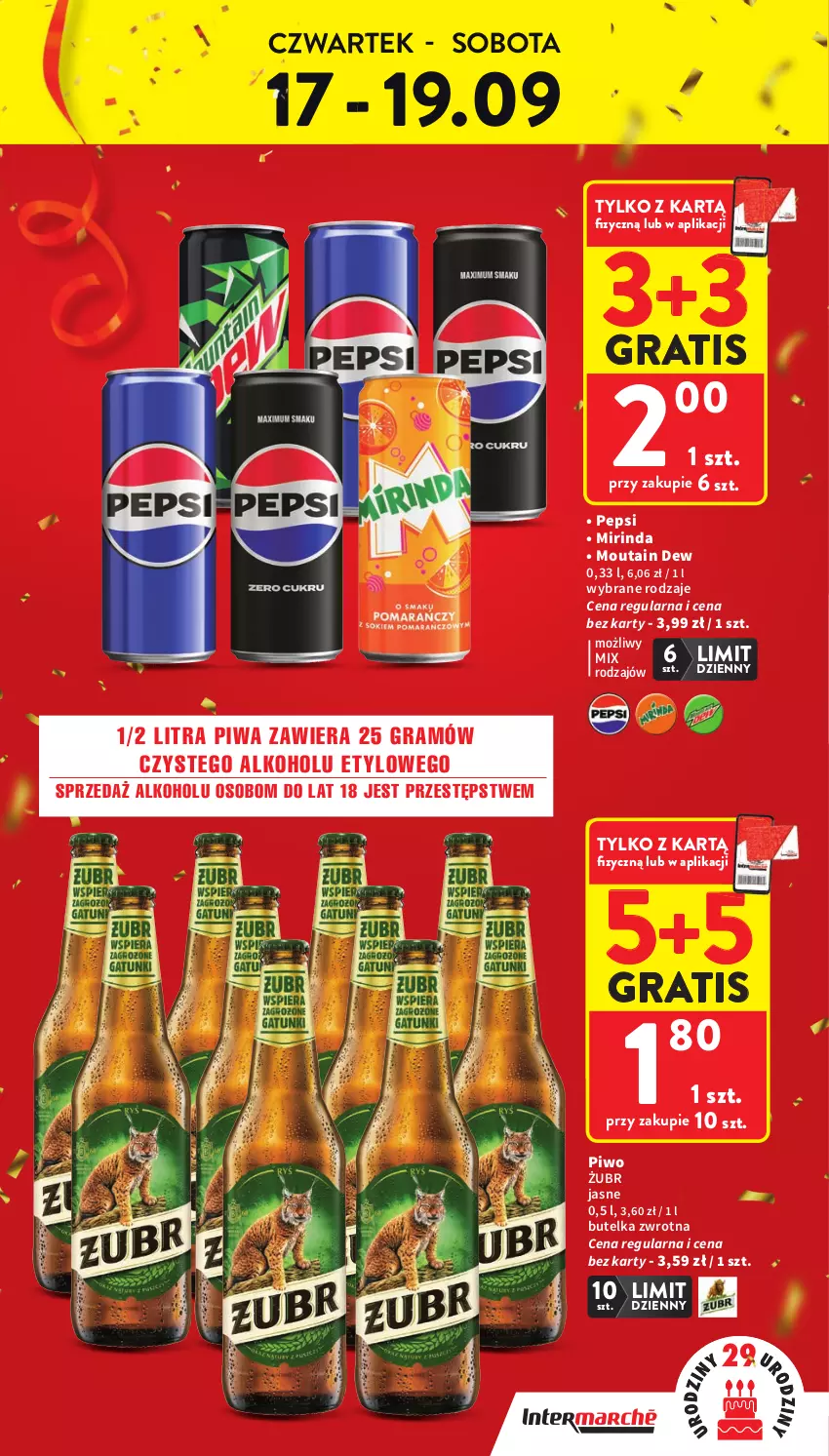 Gazetka promocyjna Intermarche - Gazetka Intermarche - ważna 17.09 do 23.09.2026 - strona 5 - produkty: Gra, Mirinda, Pepsi, Piwa, Piwo