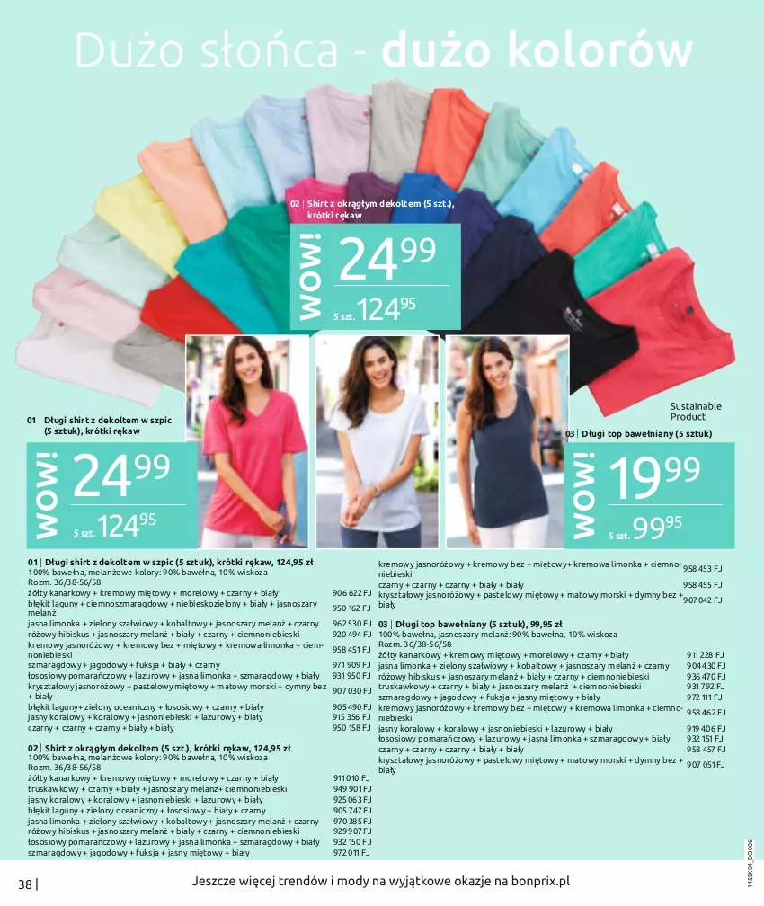 Gazetka promocyjna Bonprix - Kwiatowa fiesta - ważna 11.04 do 11.10.2022 - strona 40 - produkty: Długi shirt, Hibiskus, Lazur, Limonka, Sos, Szpic, Top, Wełna