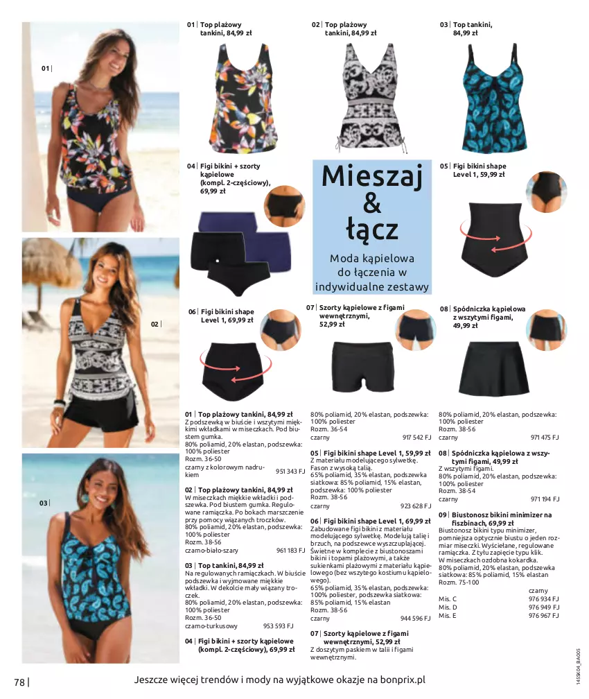 Gazetka promocyjna Bonprix - Kwiatowa fiesta - ważna 11.04 do 11.10.2022 - strona 80 - produkty: Bikini, Biustonosz, Fa, Figi, Kostium, Mars, Miseczka, Moda, Sok, Sukienka, Szorty, Top, Wkładki