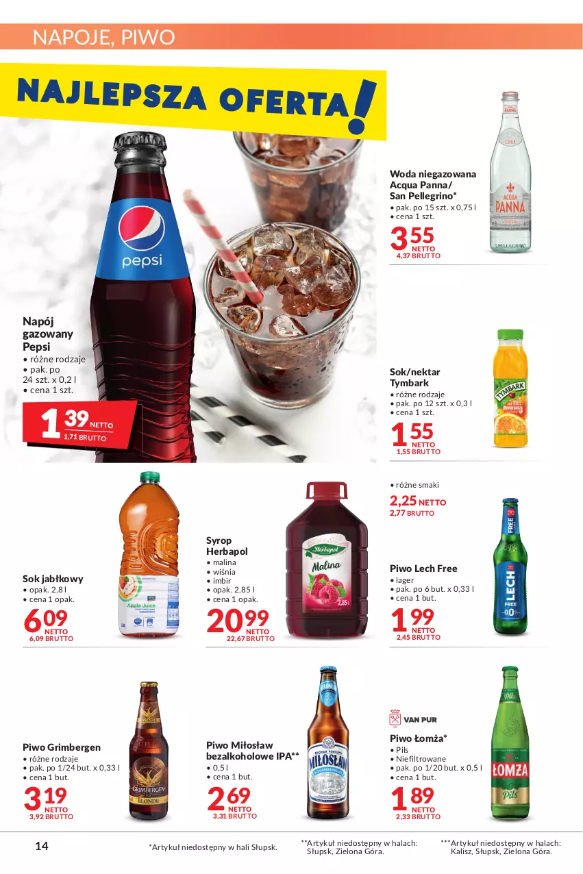 Gazetka promocyjna Makro - [Oferta promocyjna] Artykuły spożywcze i przemysłowe - ważna 19.04 do 02.05.2022 - strona 14 - produkty: Acqua Panna, Herbapol, Imbir, Napój, Napój gazowany, Napoje, Nektar, Pepsi, Piwo, Sok, Sok jabłkowy, Syrop, Tymbark, Woda, Woda niegazowana