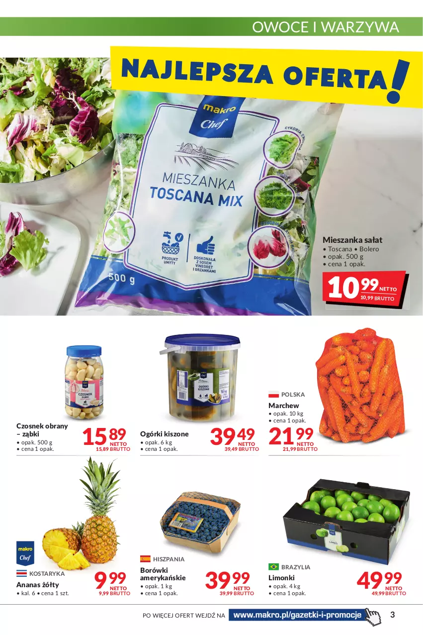 Gazetka promocyjna Makro - [Oferta promocyjna] Artykuły spożywcze i przemysłowe - ważna 19.04 do 02.05.2022 - strona 3 - produkty: Ananas, Czosnek, Mieszanka sałat, Owoce, Sałat, Warzywa