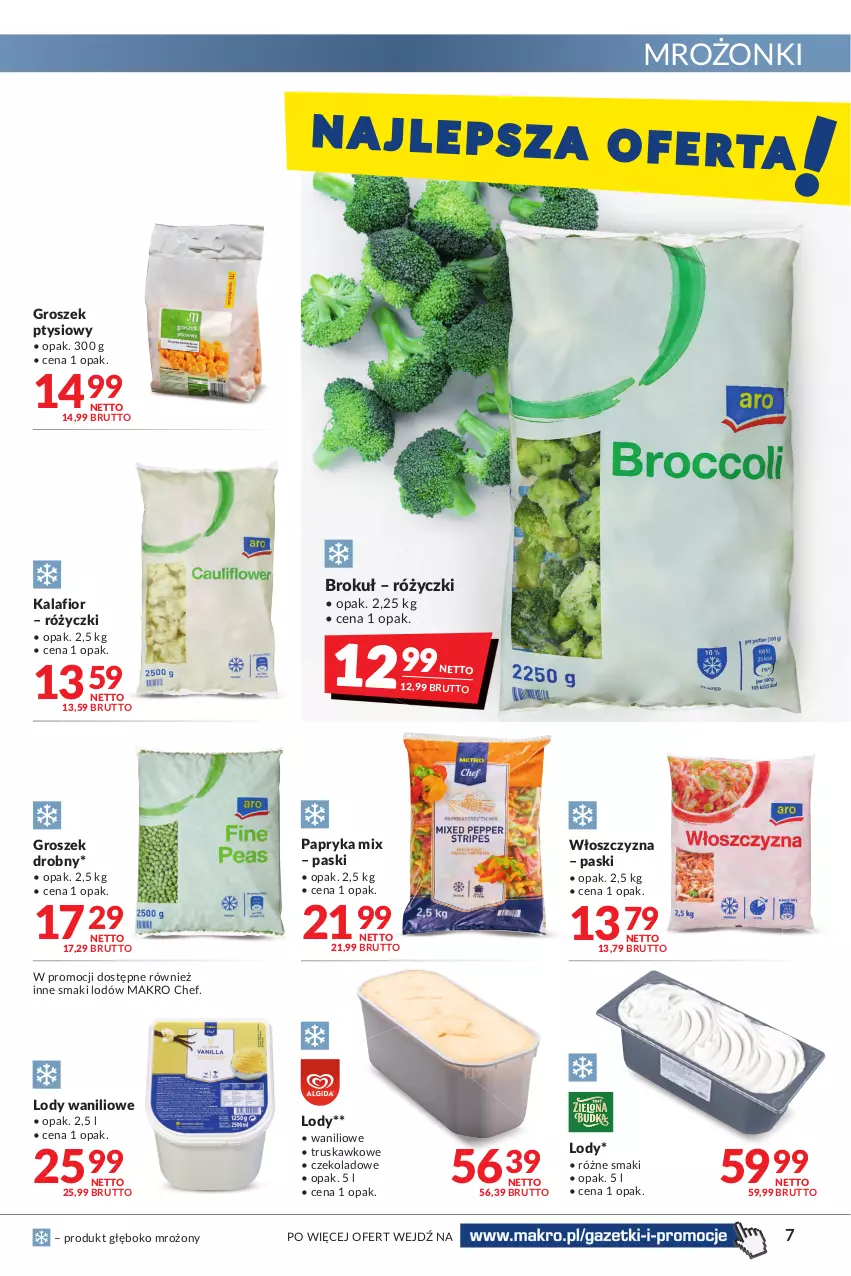 Gazetka promocyjna Makro - [Oferta promocyjna] Artykuły spożywcze i przemysłowe - ważna 19.04 do 02.05.2022 - strona 7 - produkty: Groszek, Groszek ptysiowy, Kalafior, Lody, Papryka