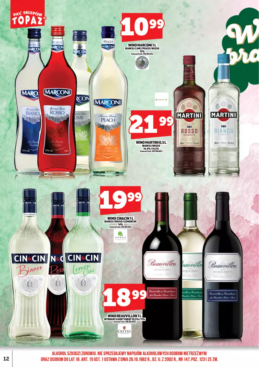 Gazetka promocyjna Topaz - Gazetka - ważna 01.04 do 16.04.2026 - strona 14 - produkty: Martini, Wino