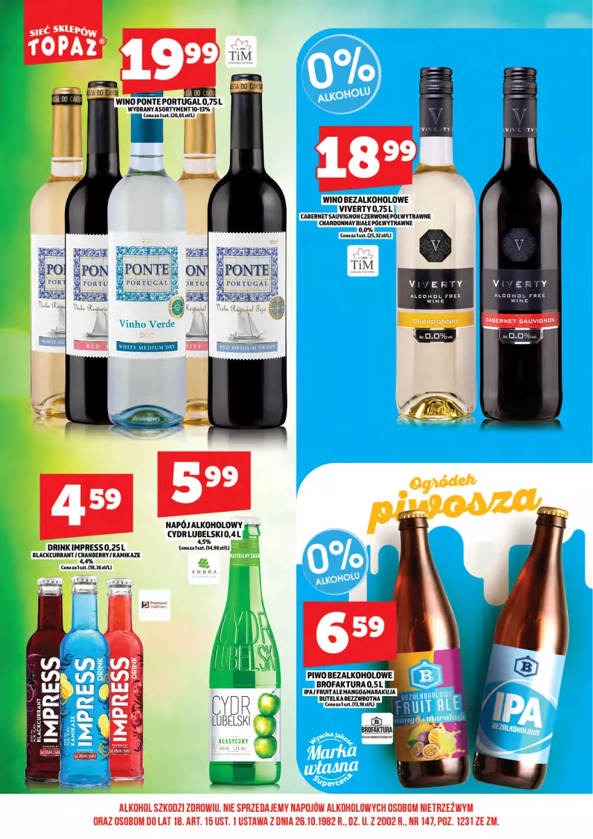 Gazetka promocyjna Topaz - Gazetka - ważna 01.04 do 16.04.2026 - strona 18 - produkty: Cabernet Sauvignon, Chardonnay, Lack, Napój, Por, Wino, Wino bezalkoholowe