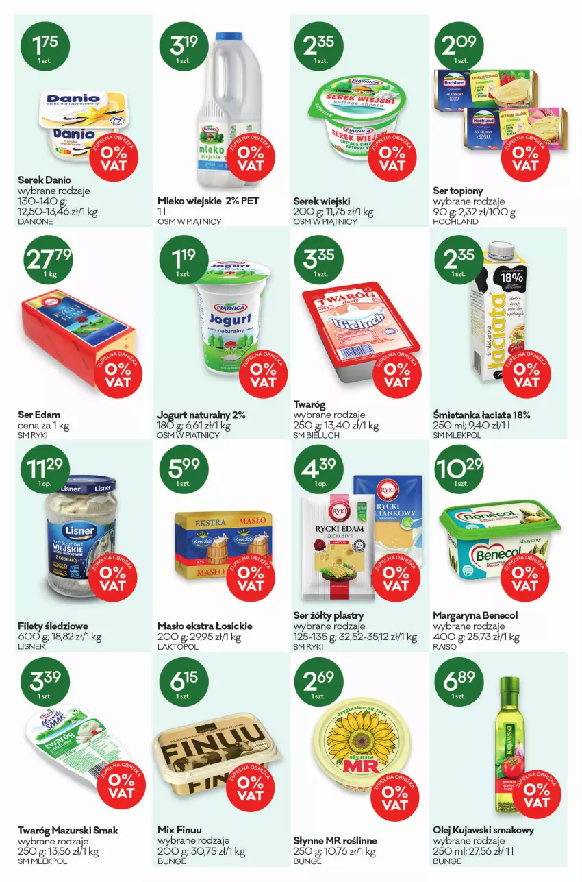 Gazetka promocyjna Groszek - ważna 03.03 do 15.03.2022 - strona 4 - produkty: Benecol, Bieluch, Danio, Danone, Edam, Finuu, Hochland, Jogurt, Jogurt naturalny, Kujawski, Lisner, Margaryna, Masło, Mleko, Olej, Ser, Ser topiony, Serek, Serek wiejski, Słynne, Słynne MR Roślinne, Top, Twaróg