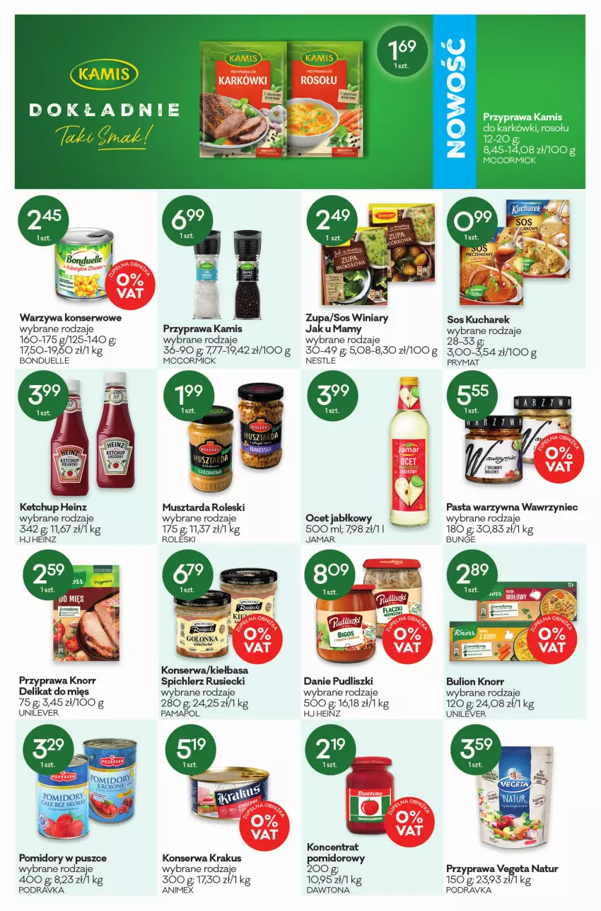 Gazetka promocyjna Groszek - ważna 03.03 do 15.03.2022 - strona 6 - produkty: Bonduelle, Bulion, Dawtona, Heinz, Kamis, Ketchup, Kiełbasa, Knorr, Koncentrat pomidorowy, Krakus, Kucharek, Lion, Mus, Musztarda, Ocet, Pasta warzywna, Piec, Podravka, Pomidory, Prymat, Pudliszki, Ser, Sos, Spichlerz Rusiecki, Vegeta, Vegeta Natur, Warzywa, Warzywa konserwowe, Winiary, Zupa